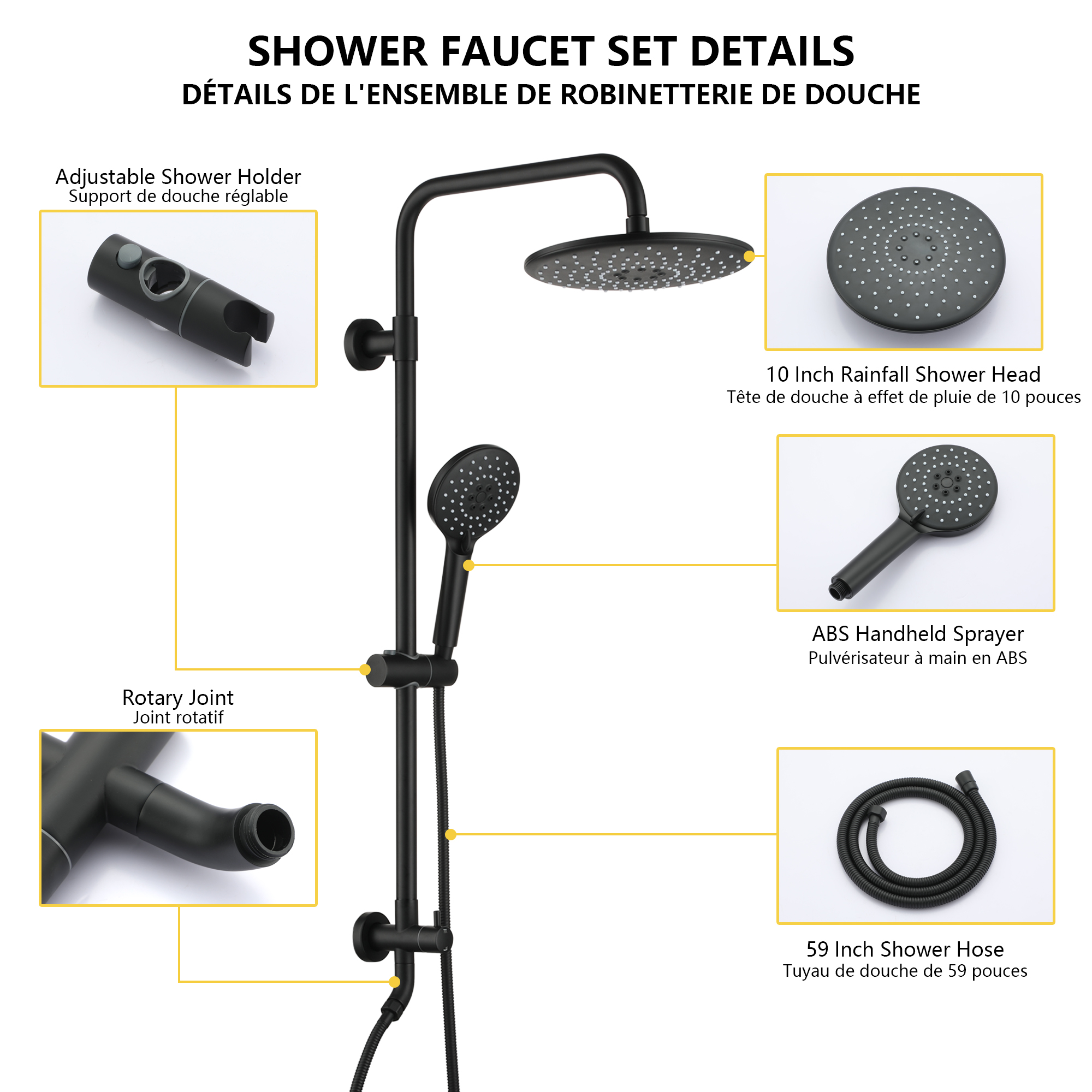 10-inch Wall-Mount Dual Shower Head System with 3-Spray Hand Shower
