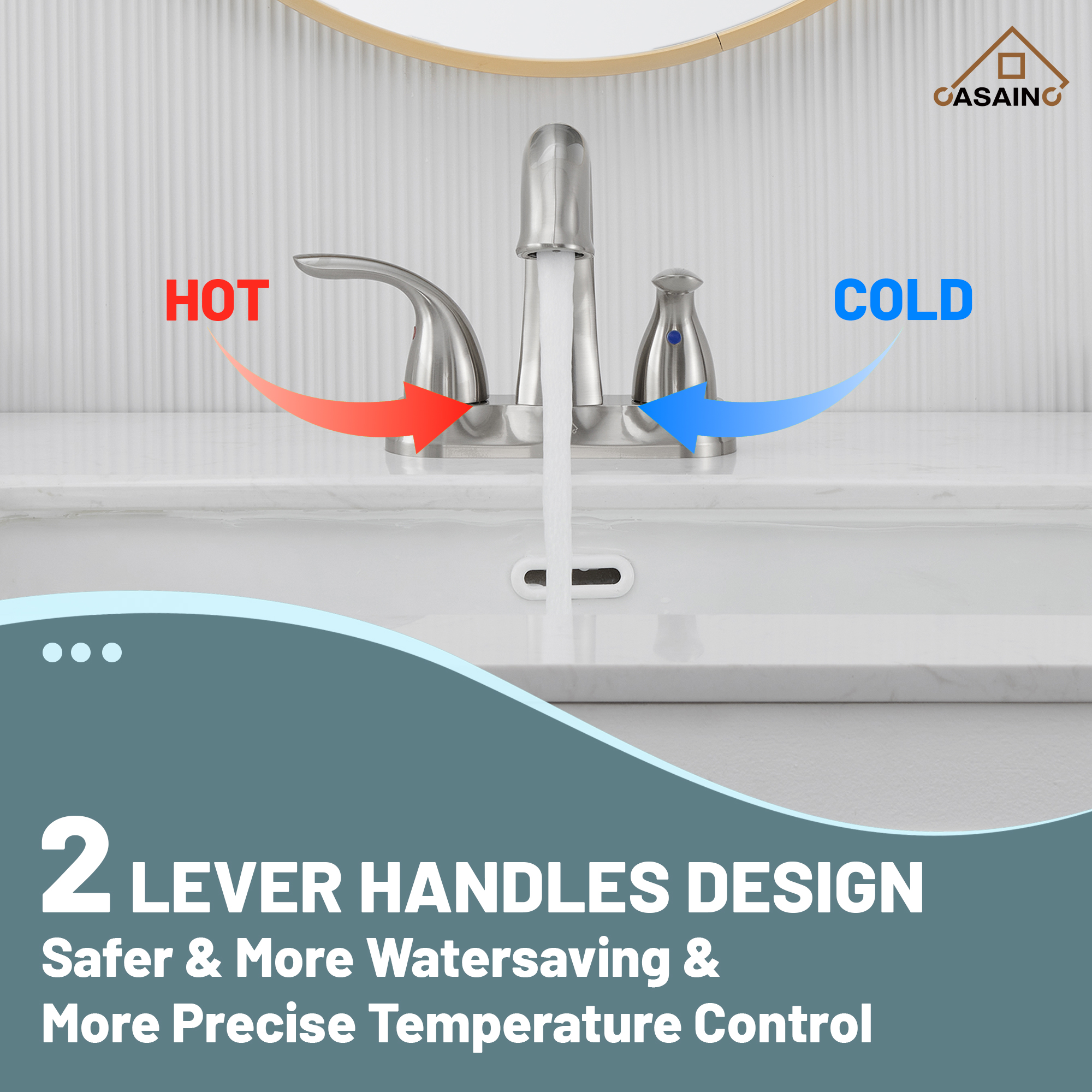 Casainc 4 Inch 2-Handle Centerset Bathroom Sink Faucet for 2-hole Centerset Sink Faucet