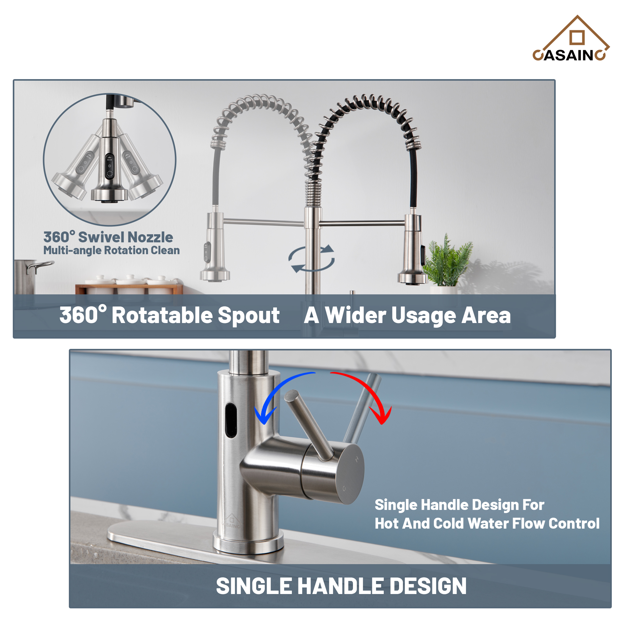 3-Mode Single Handle Pull-Down Sprayer Kitchen Faucet with Touchless Sensor and Includes Deckplate