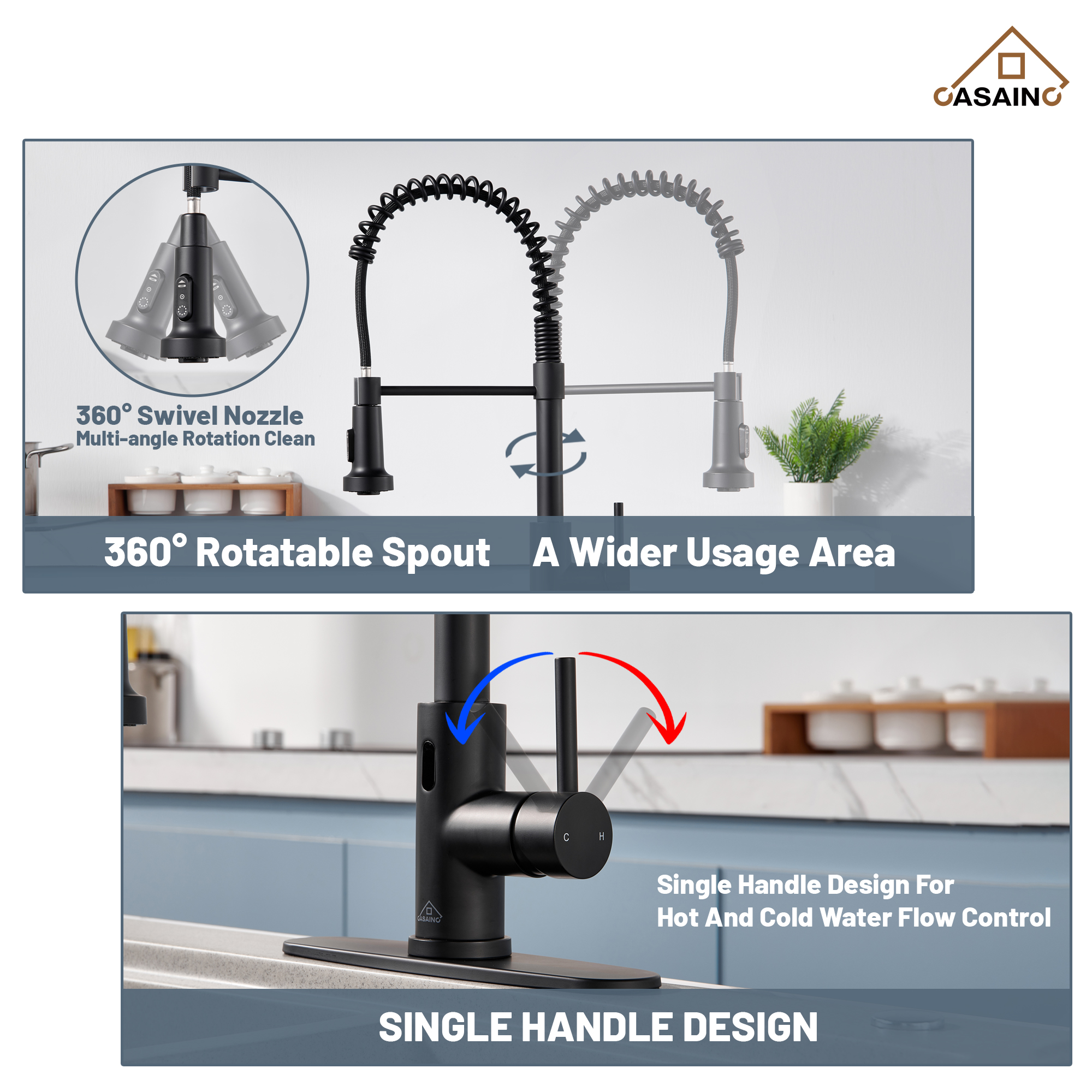 3-Mode Single Handle Pull-Down Sprayer Kitchen Faucet with Touchless Sensor and Includes Deckplate