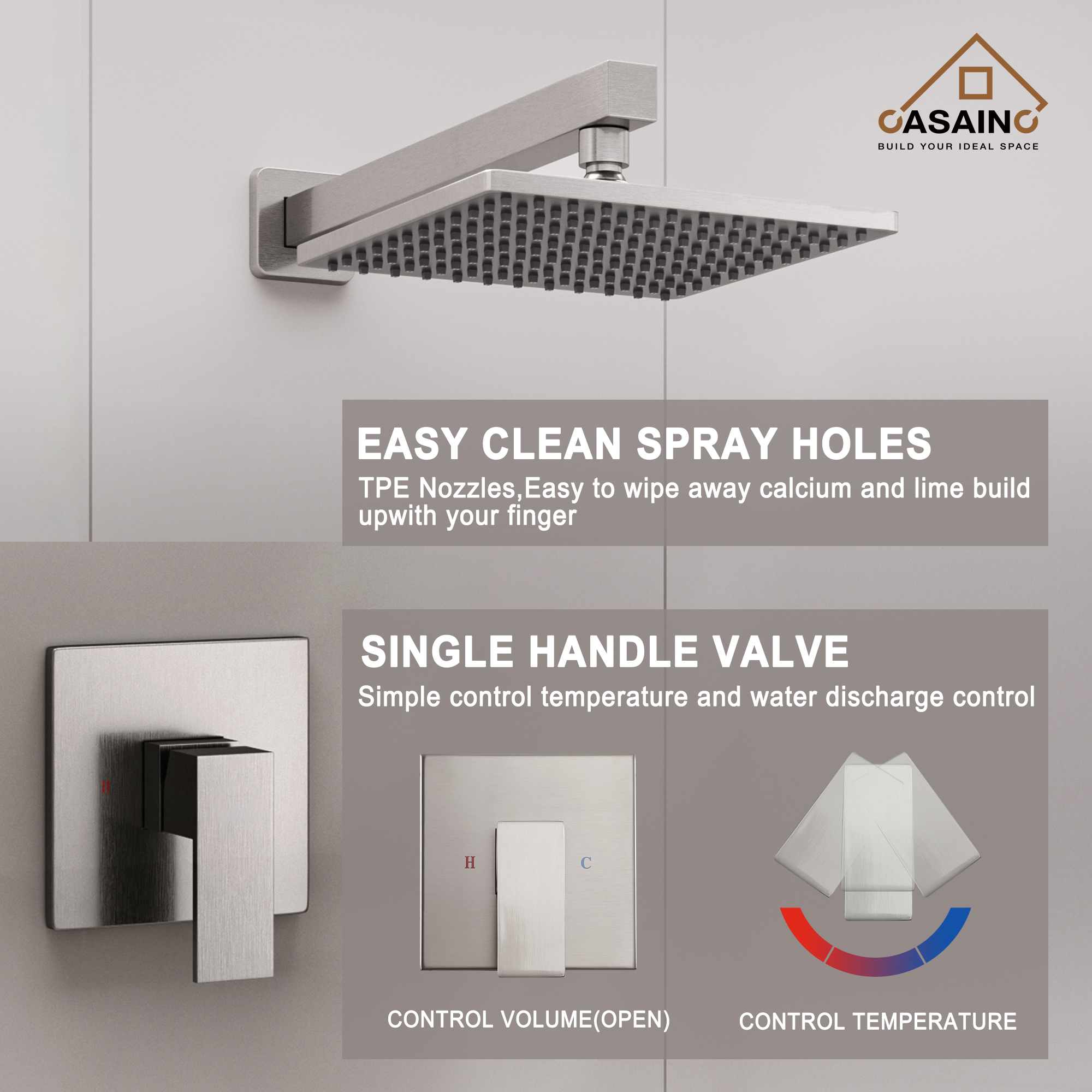 9" Wall Mount Rain Shower Head System Single Faucet (Valve Included)