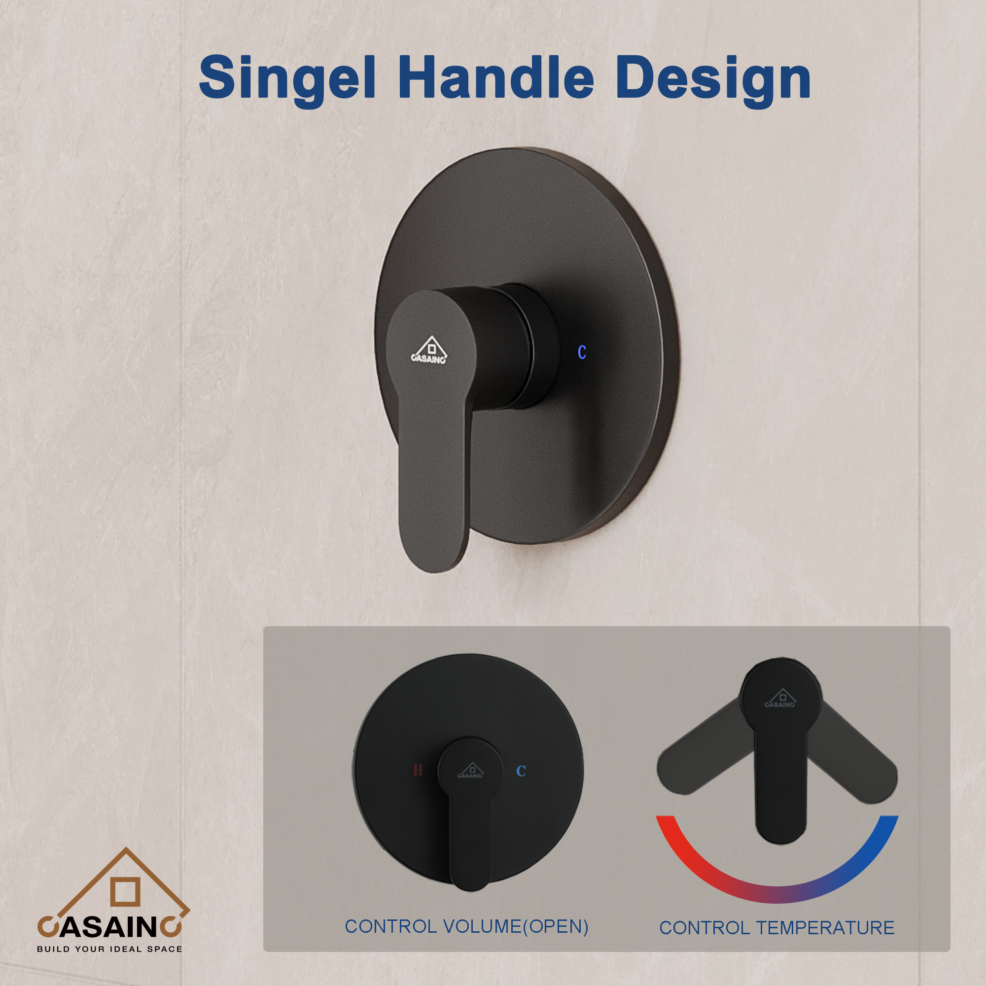 10" Wall Mount Round Shower Faucet Rain Shower System (Valve Included)