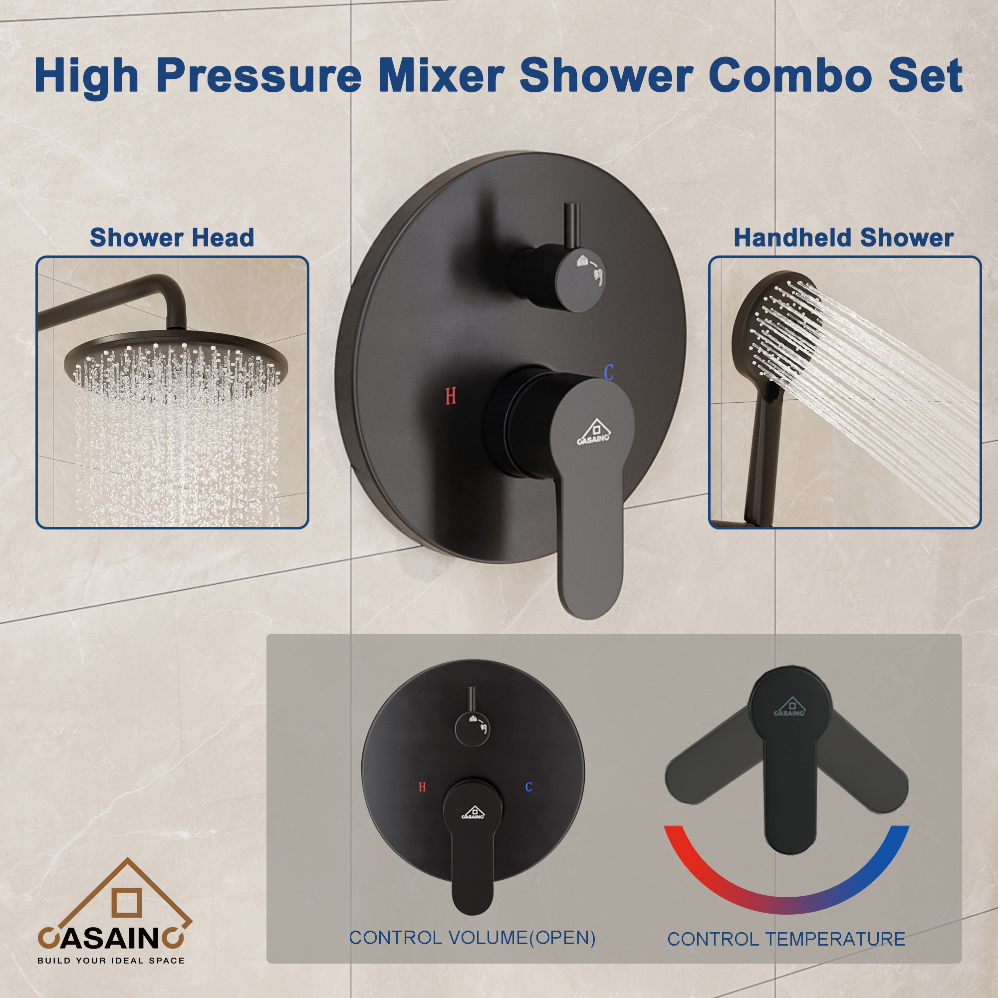 3-Spray with 2.5 GPM 10 in. 3 Functions Tub Wall Mount Dual Shower Heads in Spot in Matte Black (Valve Included) 3-Spray with 2.5 GPM 10 in. 3 Functions Tub Wall Mount Dual Shower Heads in Spot in Matte Black (Valve Included)