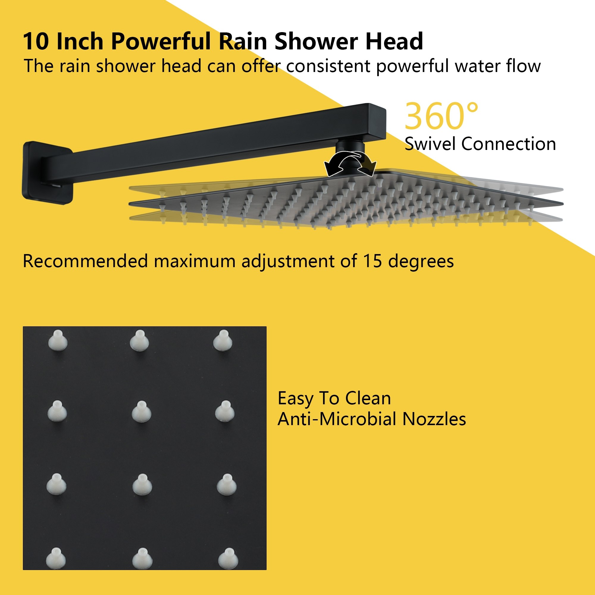 10-inch/12-inch Wall-Mounted Shower System with Hand Shower