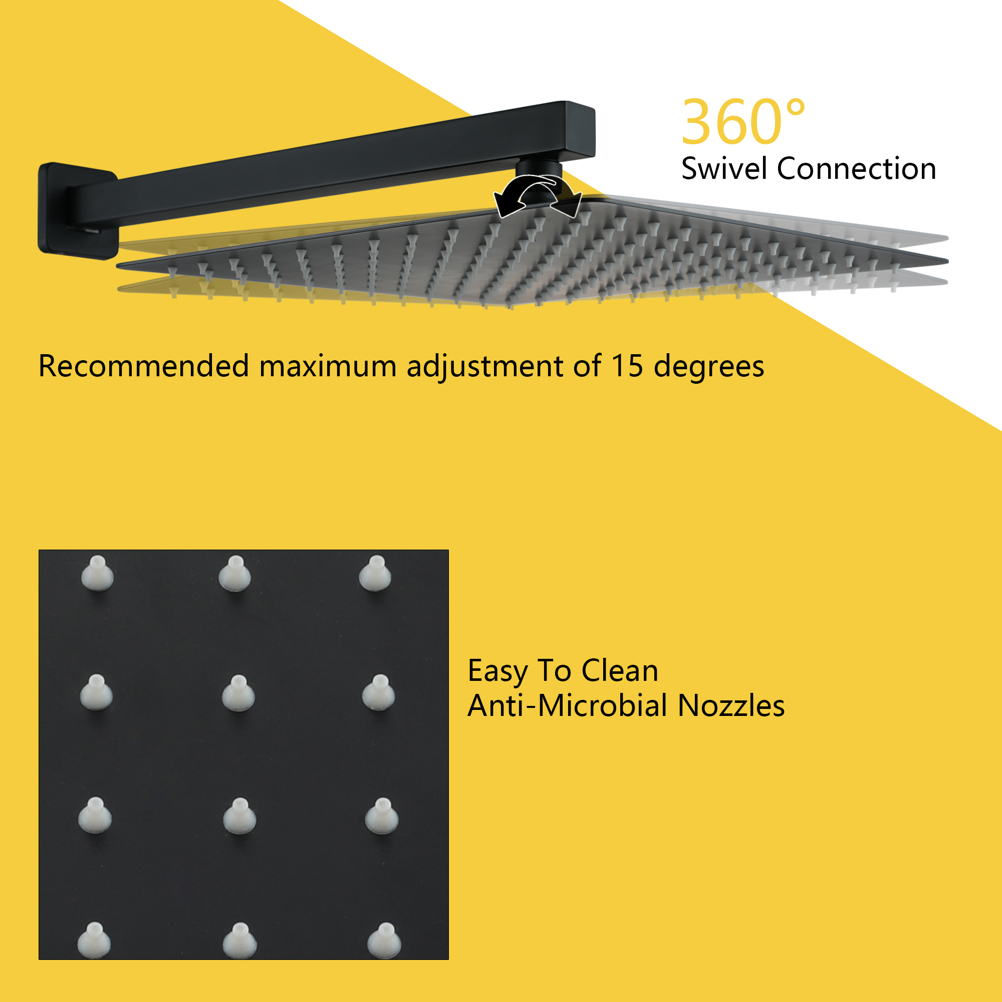 12-inch Wall Mounted 3-Function Shower System with Tub Spout