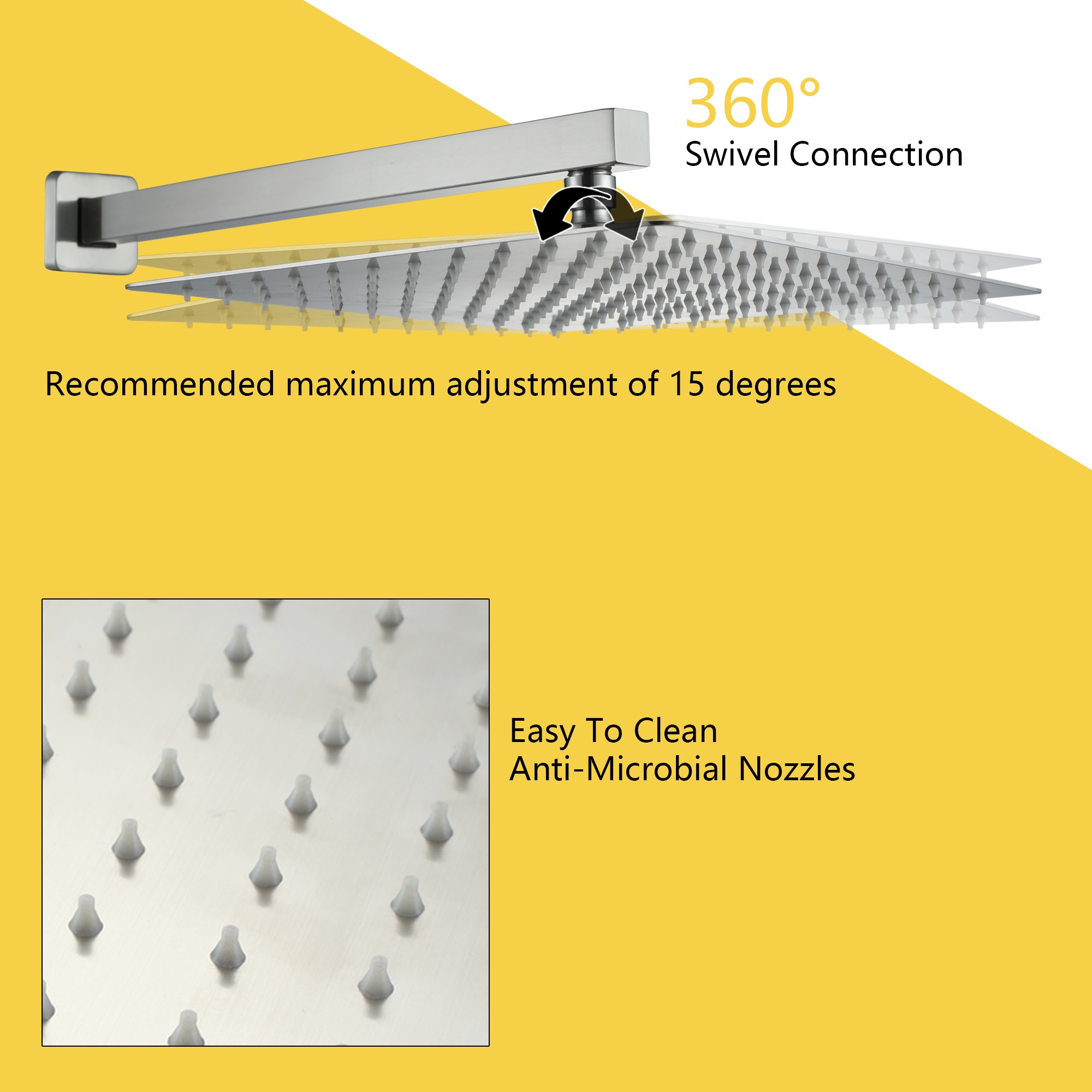 12" Wall Mount Pressure Balanced Shower System with Slide Bar