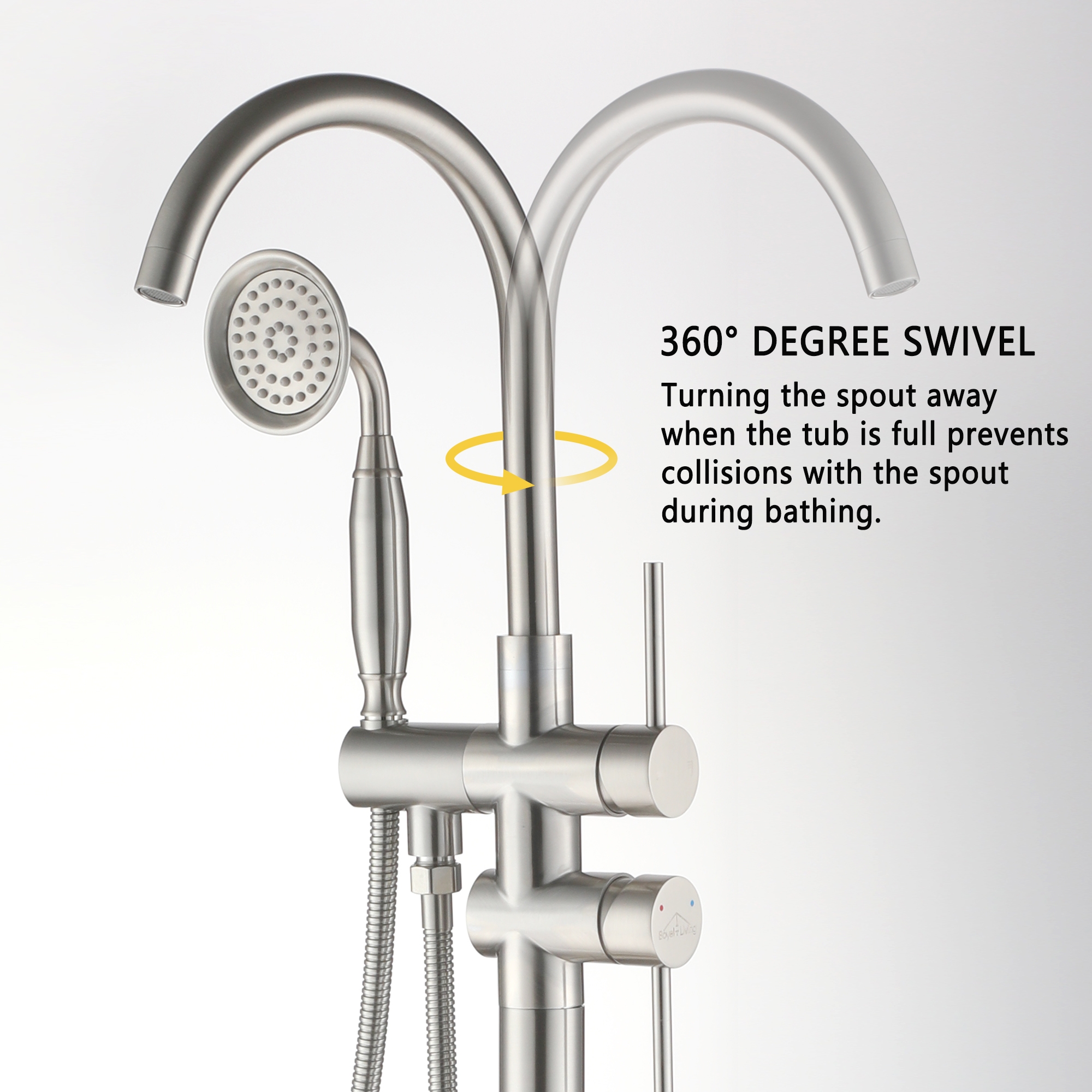 Freestanding Bathtub Faucet with Handheld Shower & Double Handles