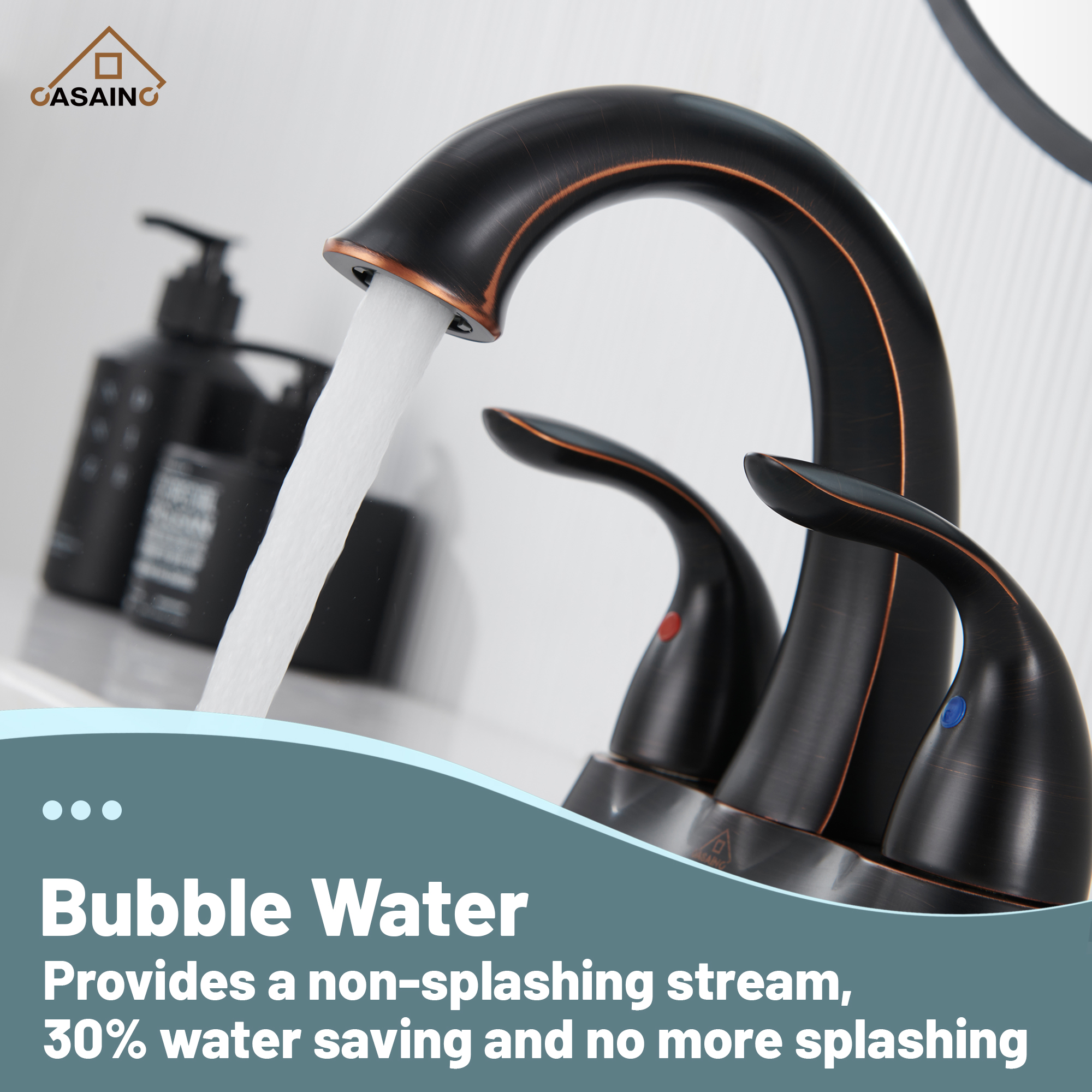 Casainc 4 Inch 2-Handle Centerset Bathroom Sink Faucet for 2-hole Centerset Sink Faucet