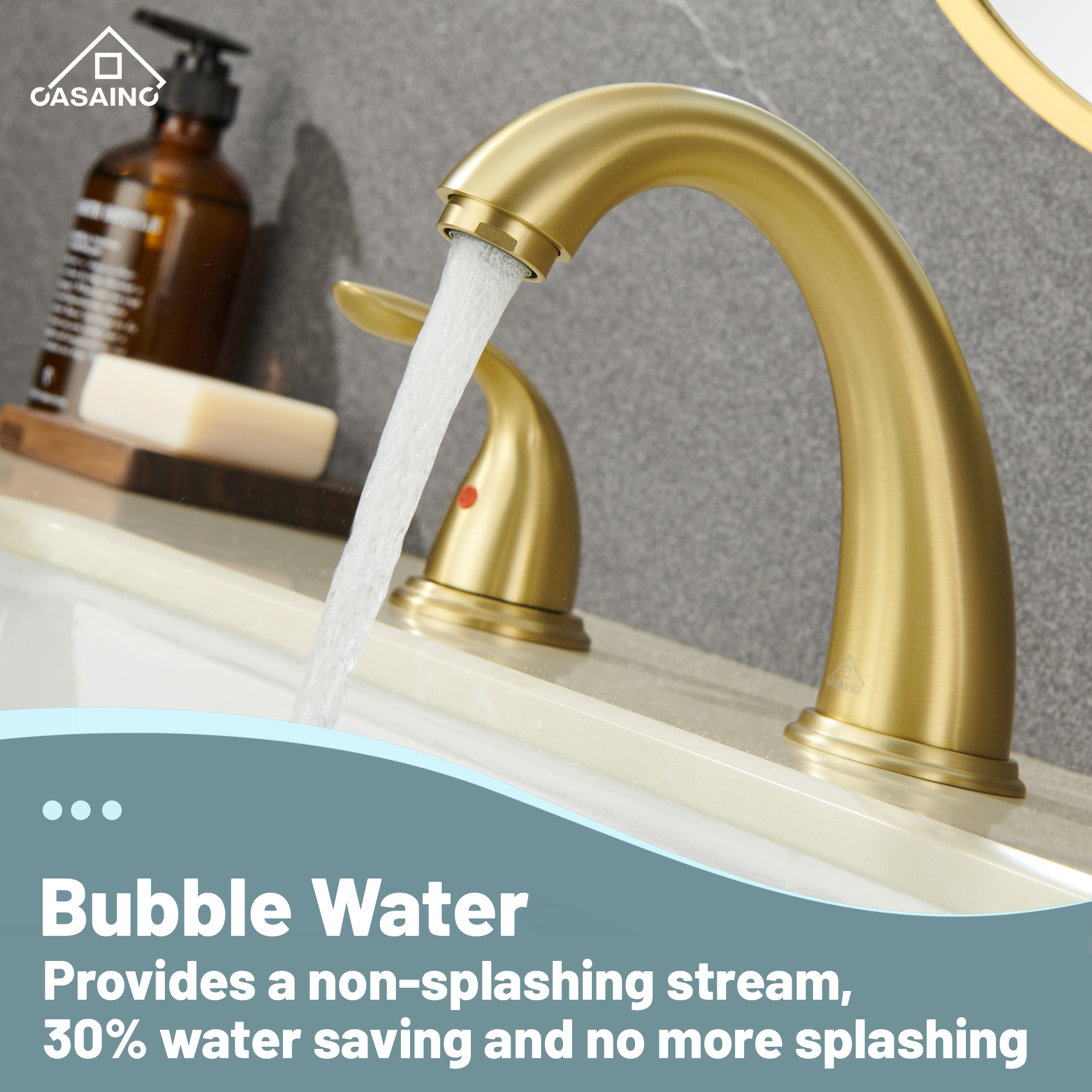 Casainc 4 Inch 2-Handle Bathroom Sink Faucet with Drain Assembly Matte Black/Brushed Nickel/Oil Rubbed Bronz/Brushed Gold 