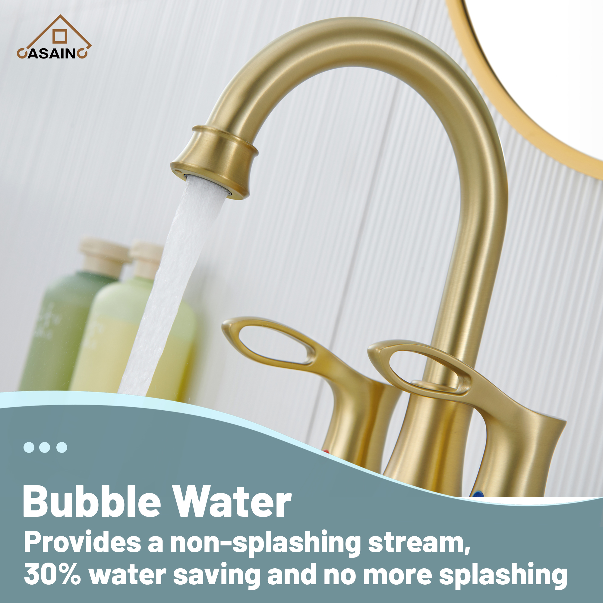 Casainc 4 Inch 2-Handle Centerset Bathroom Sink Faucet 360° Swivel Spout Vanity Faucet