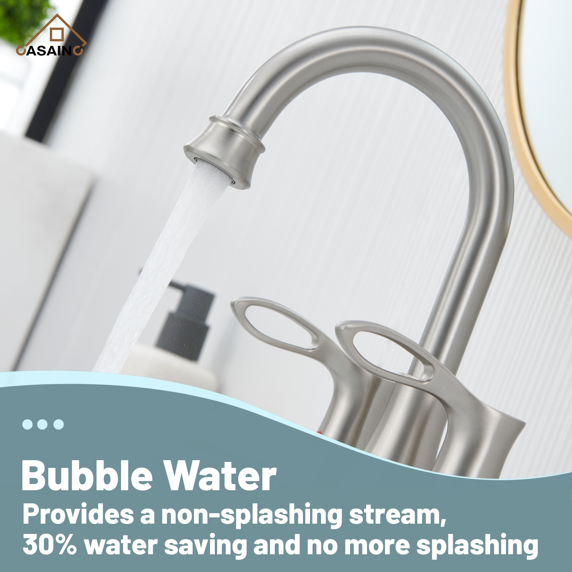 Casainc 4 Inch 2-Handle Centerset Bathroom Sink Faucet 360° Swivel Spout Vanity Faucet