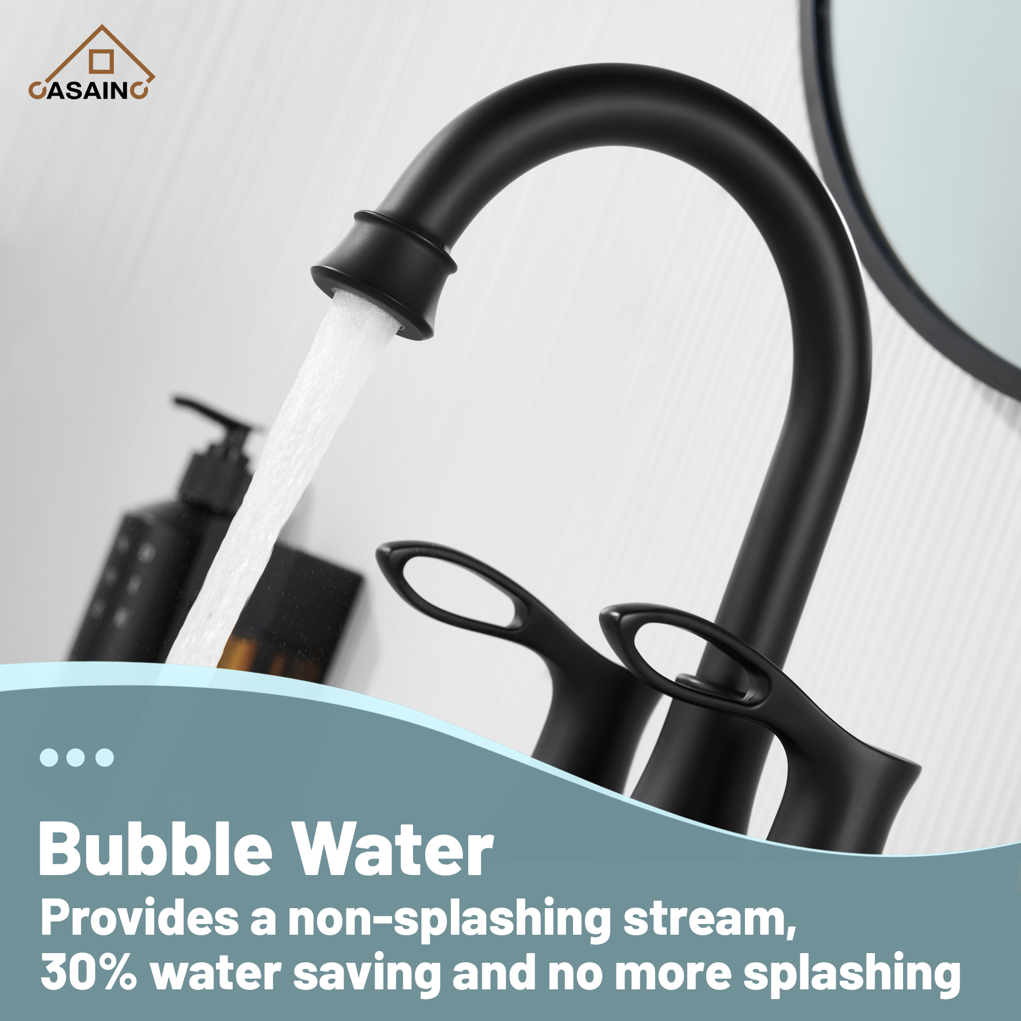 Casainc 4 Inch 2-Handle Centerset Bathroom Sink Faucet 360° Swivel Spout Vanity Faucet