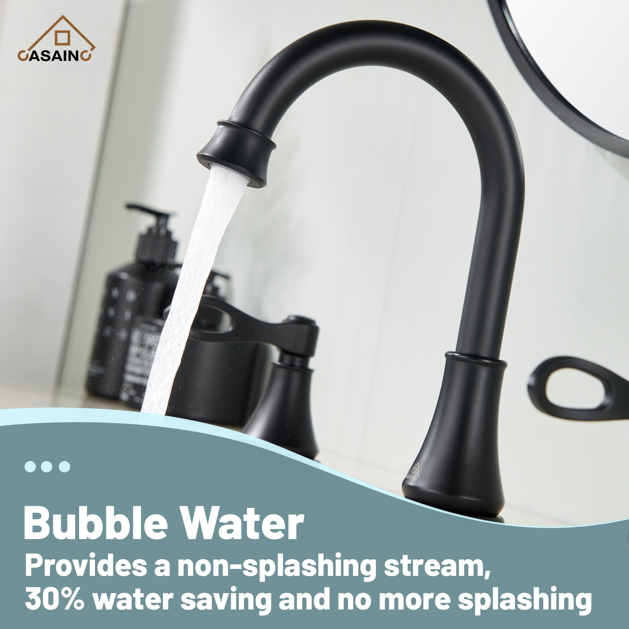 Casainc 8" Brass Bathroom Sink Faucet 3 Hole Gold Bathroom Faucet  2 Handle Gold Faucet for Bathroom Sink with Pop-up Drain Assembly Widespread Vanity Faucets