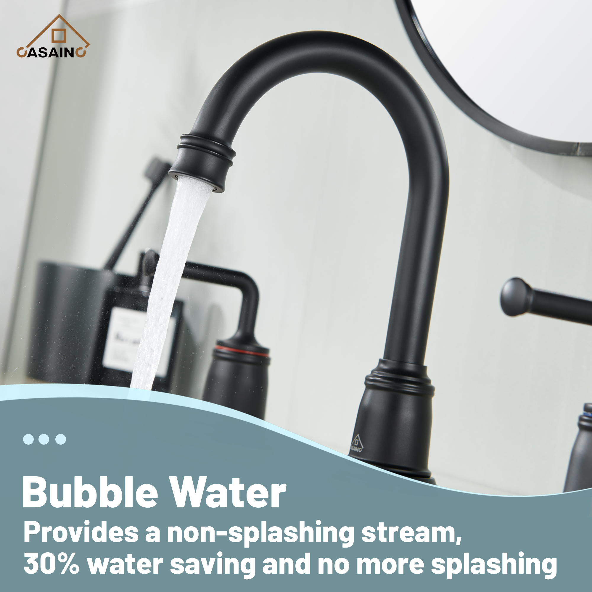 Casainc 8" Brass Bathroom Sink Faucet 2 Handle 3 Hole Gold Bathroom Faucet for Bathroom Sink with Pop-up Drain Assembly Widespread Vanity Faucets