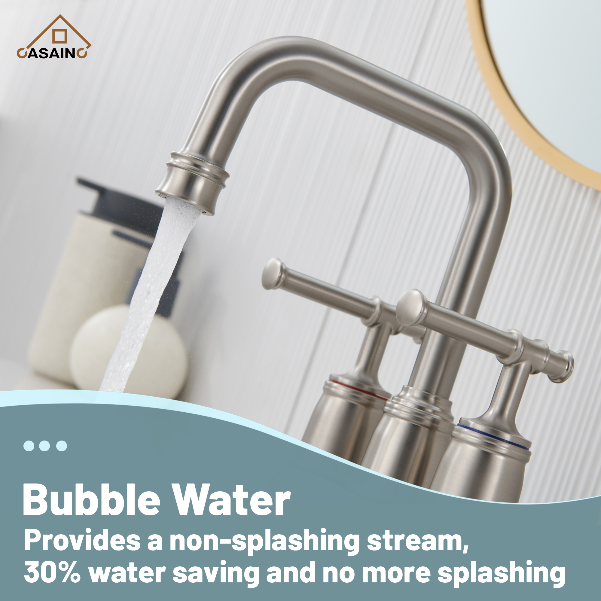 Casainc 4 Inch 2-Handle Centerset for Bathroom Sink Vanity Faucet 360° Swivel Spout