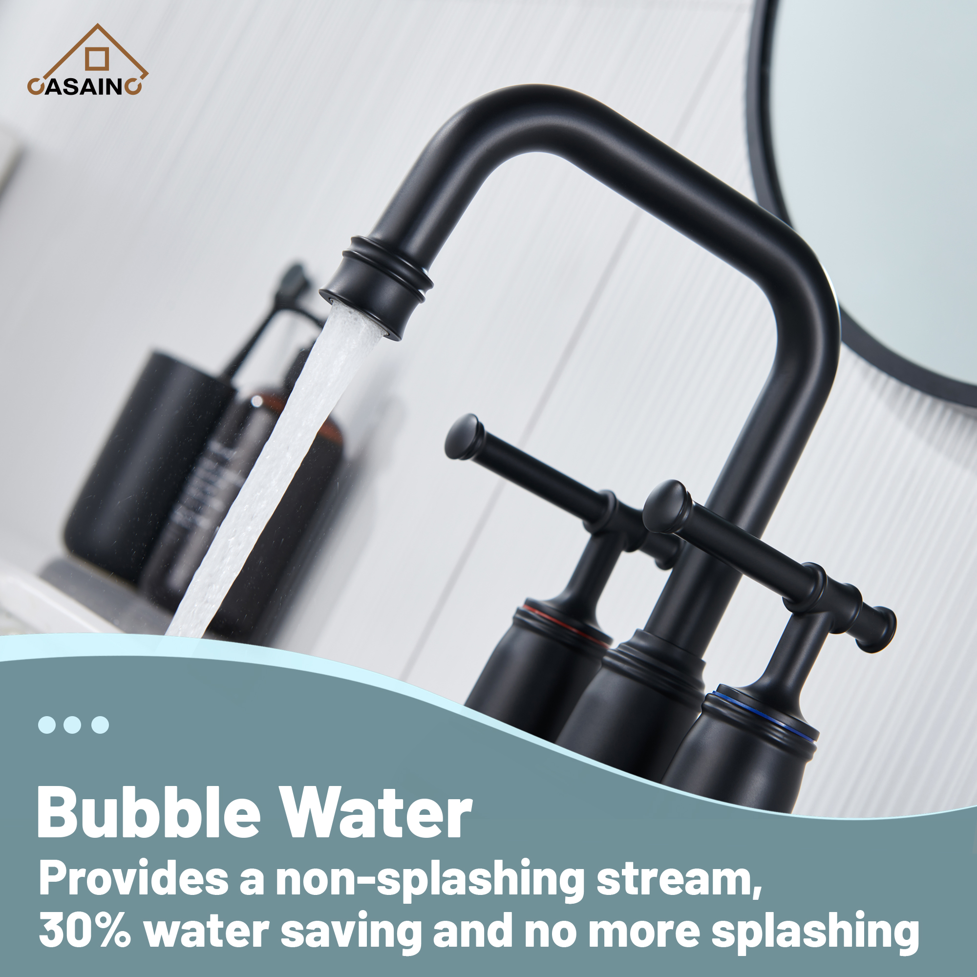 Casainc 4 Inch 2-Handle Centerset for Bathroom Sink Vanity Faucet 360° Swivel Spout