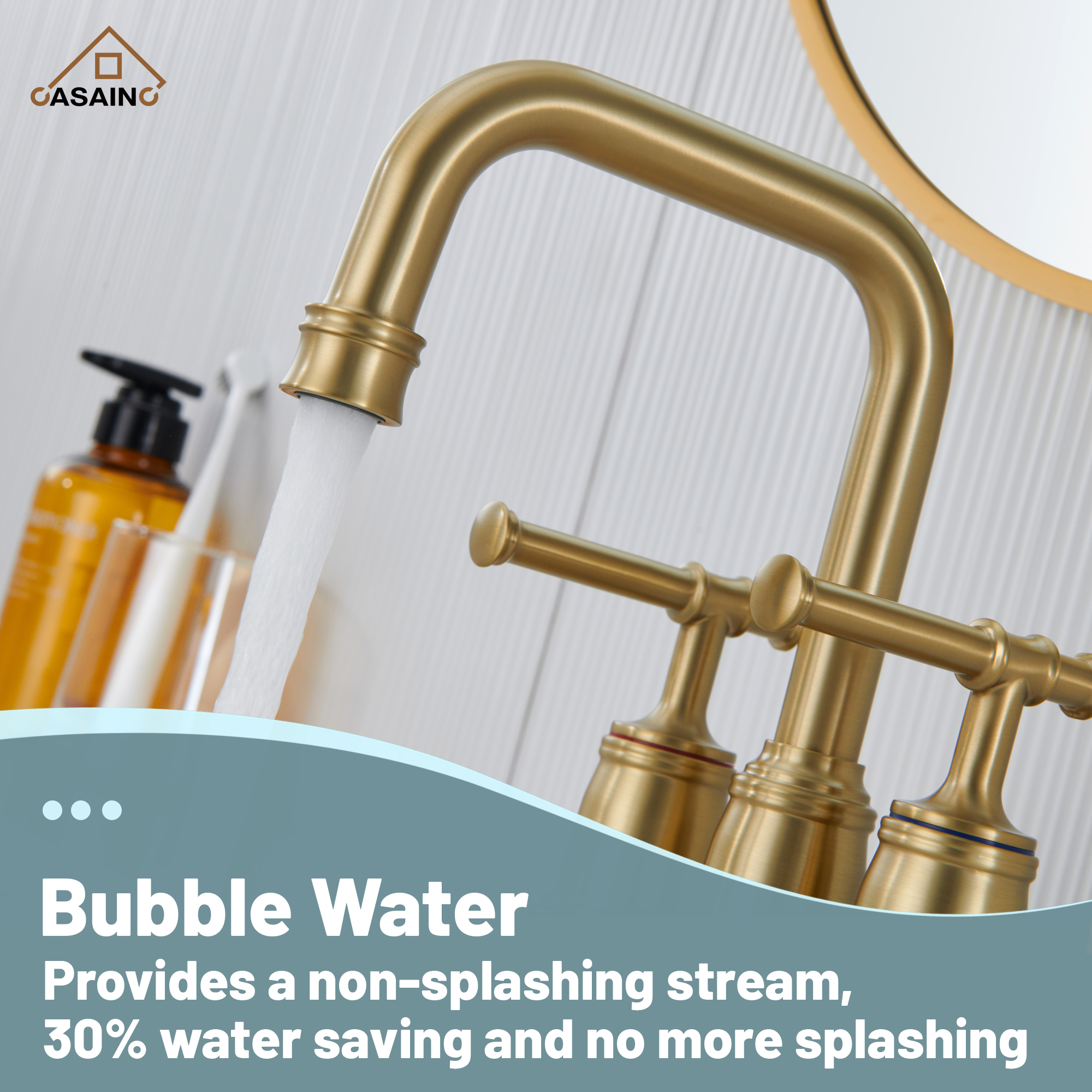 Casainc 4 Inch 2-Handle Centerset for Bathroom Sink Vanity Faucet 360° Swivel Spout