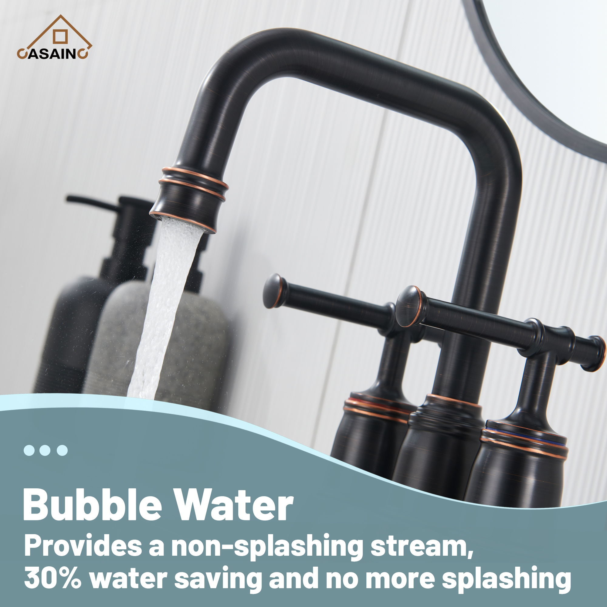 Casainc 4 Inch 2-Handle Centerset for Bathroom Sink Vanity Faucet 360° Swivel Spout