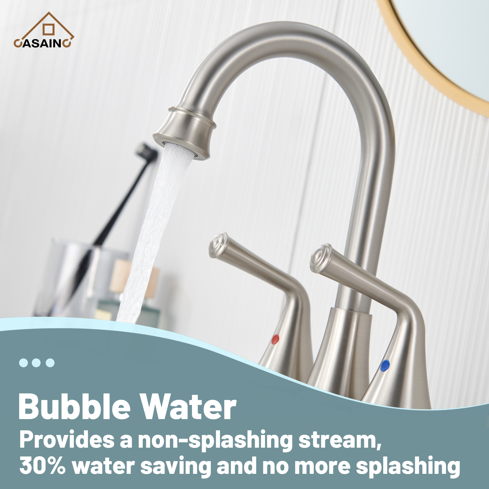 Casainc 4 Inch 2-Handle Centerset Bathroom Faucet for Bathroom Sink Vanity Faucet 360° Swivel Spout