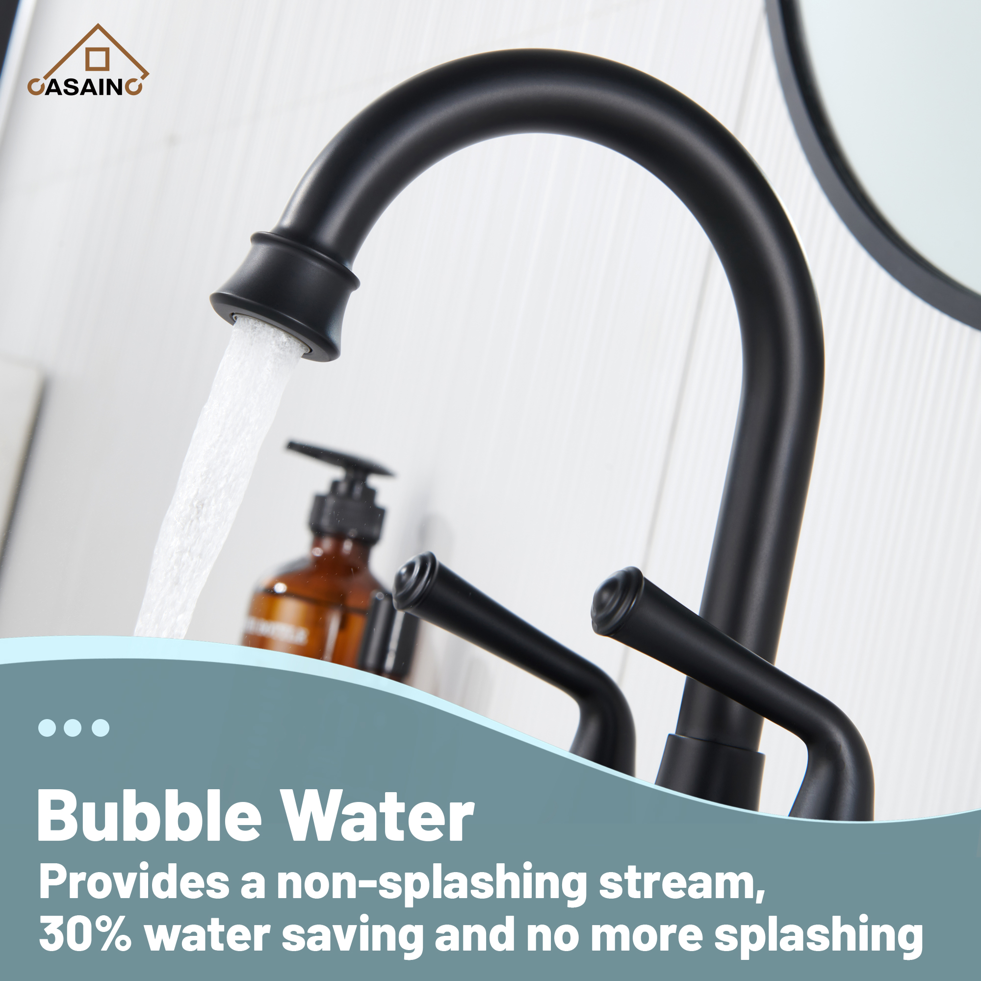 Casainc 4 Inch 2-Handle Centerset Bathroom Faucet for Bathroom Sink Vanity Faucet 360° Swivel Spout