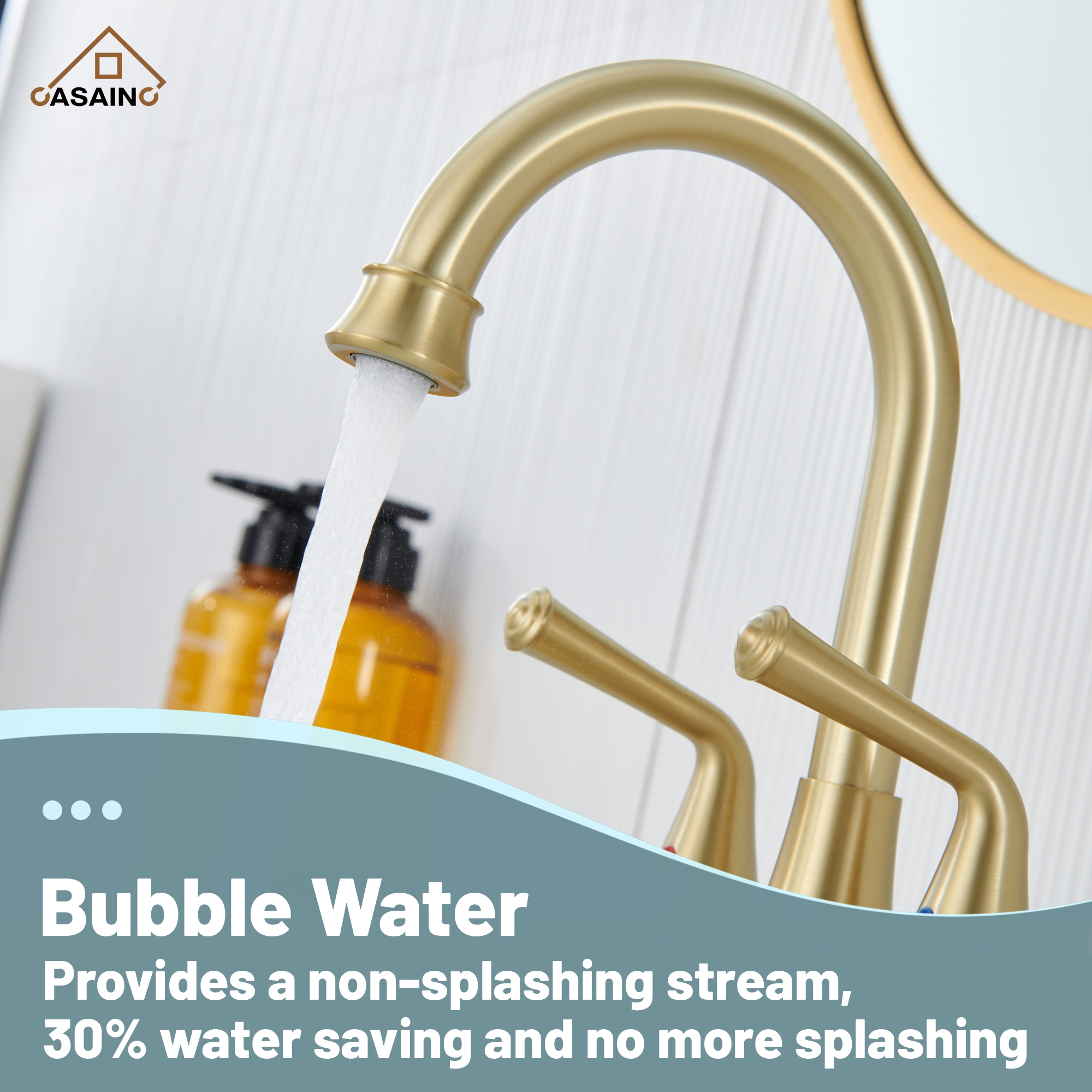 Casainc 4 Inch 2-Handle Centerset Bathroom Faucet for Bathroom Sink Vanity Faucet 360° Swivel Spout