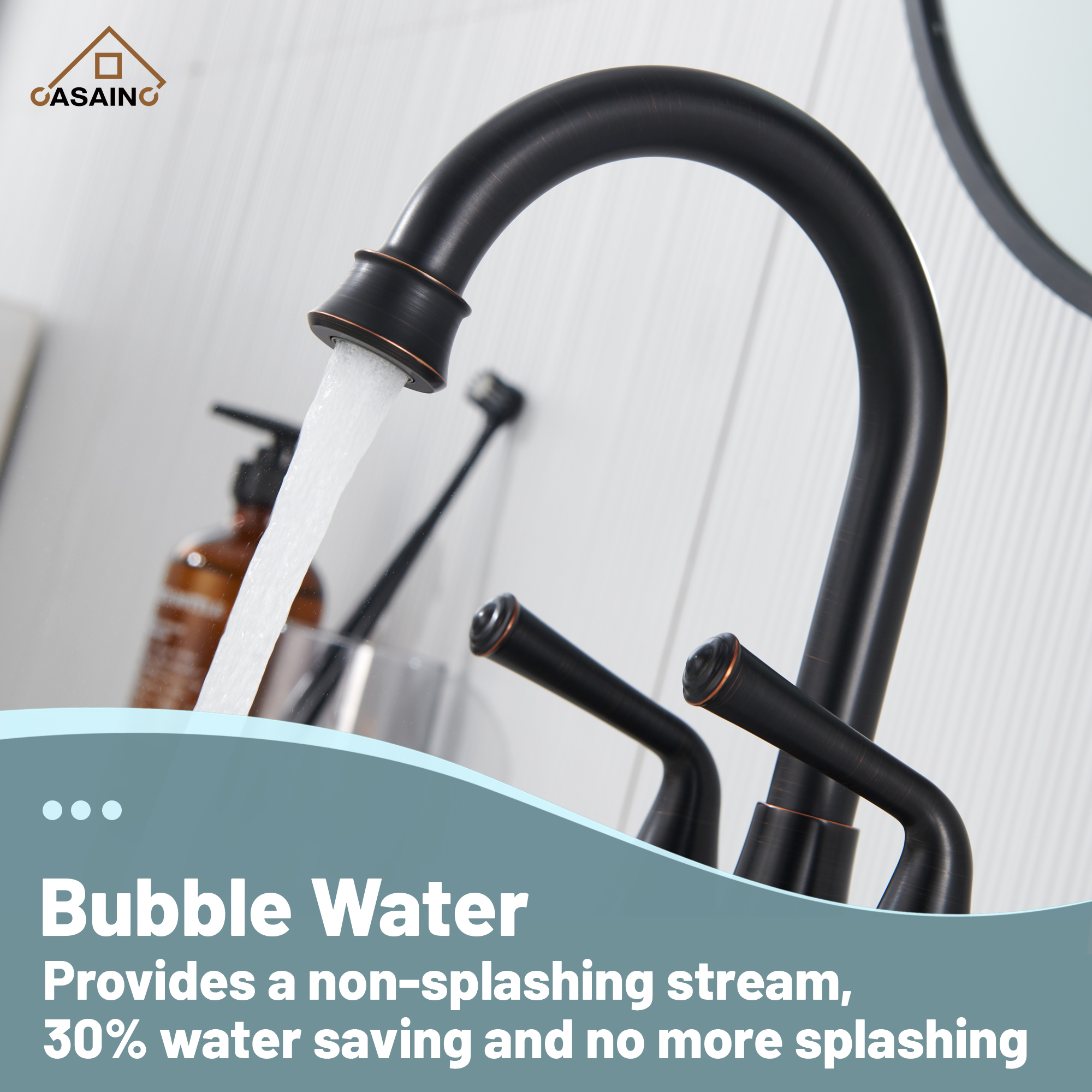 Casainc 4 Inch 2-Handle Centerset Bathroom Faucet for Bathroom Sink Vanity Faucet 360° Swivel Spout