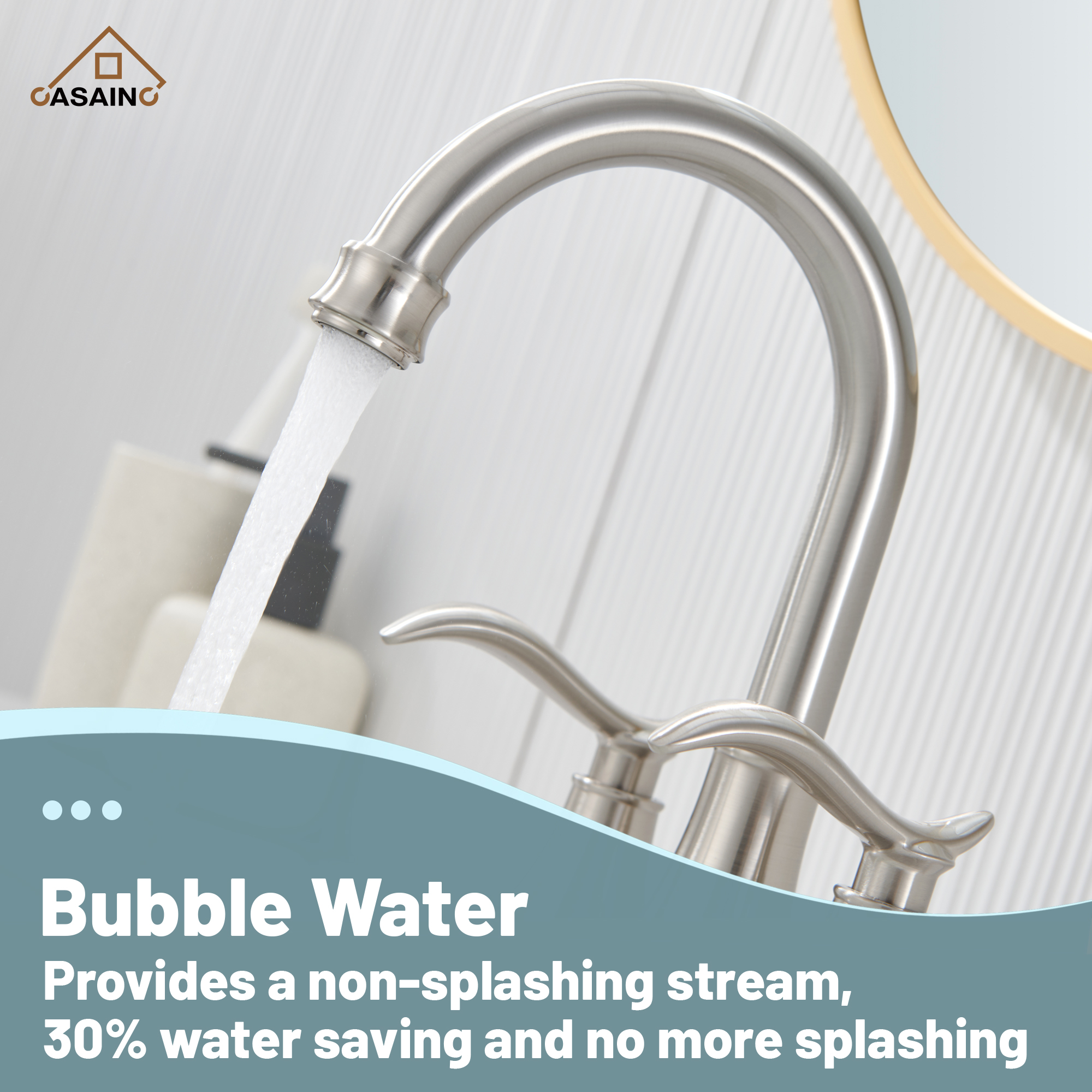 Casainc 2-Handle Centerset Bathroom Faucet for Bathroom Sink Vanity Faucet 360° Swivel Spout