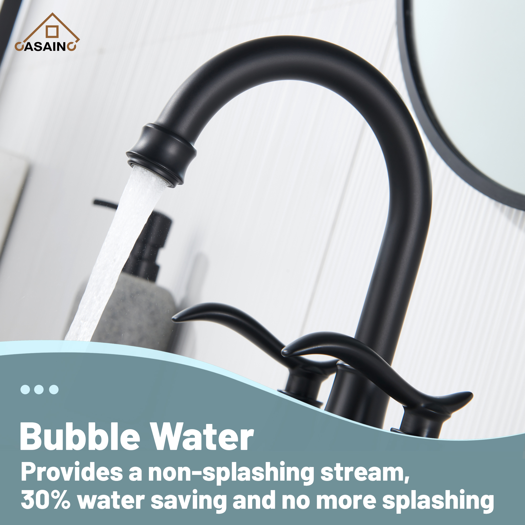 Casainc 2-Handle Centerset Bathroom Faucet for Bathroom Sink Vanity Faucet 360° Swivel Spout