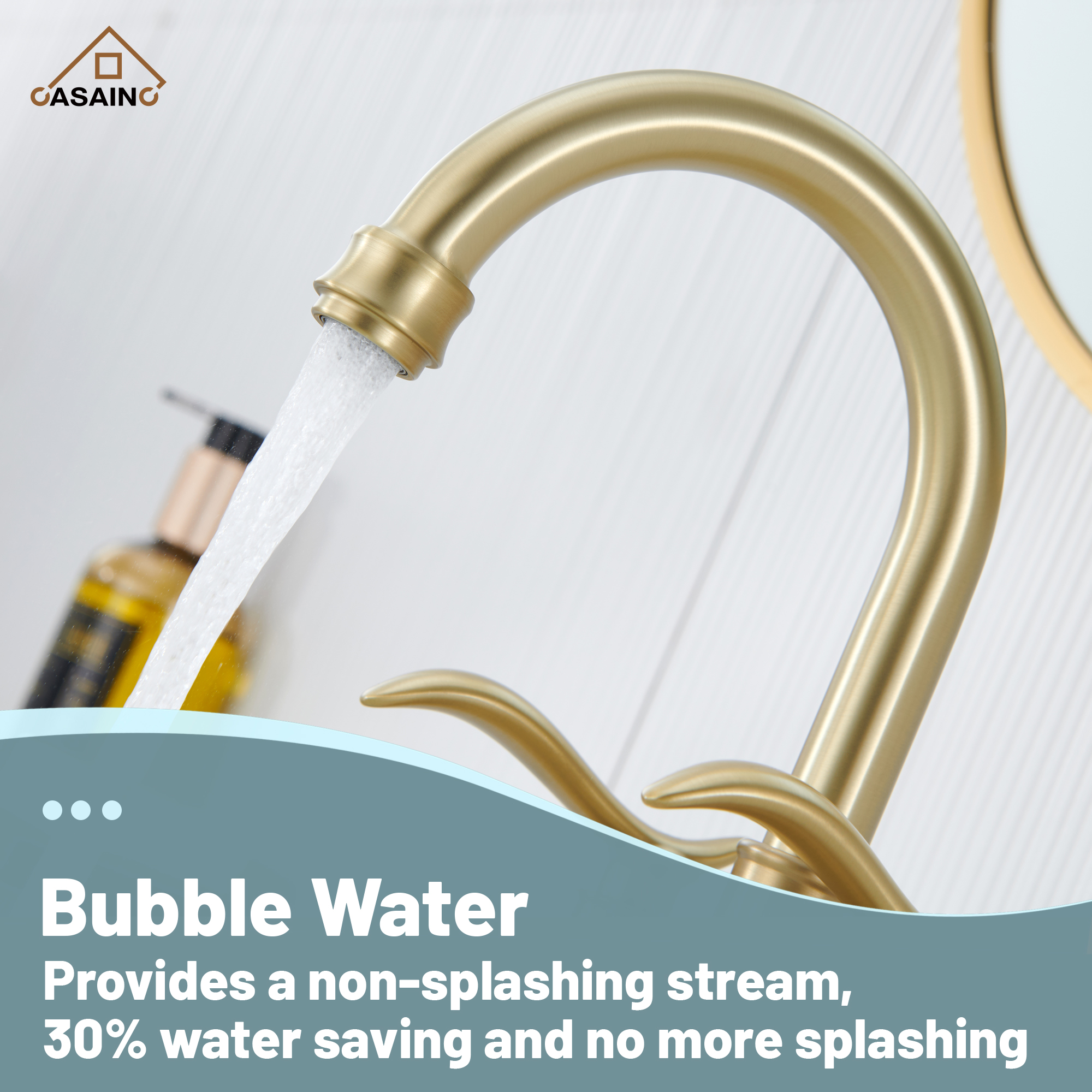 Casainc 2-Handle Centerset Bathroom Faucet for Bathroom Sink Vanity Faucet 360° Swivel Spout