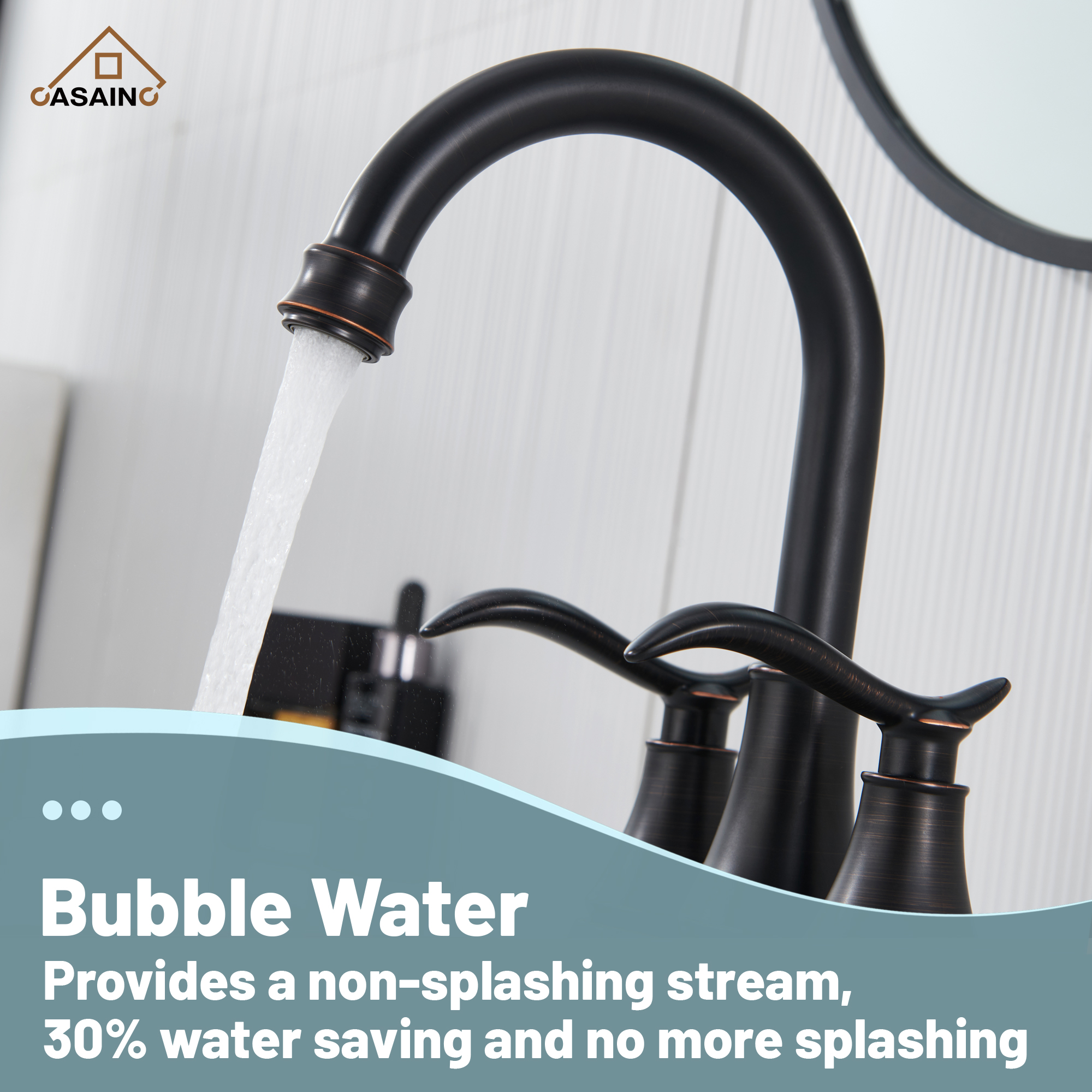 Casainc 2-Handle Centerset Bathroom Faucet for Bathroom Sink Vanity Faucet 360° Swivel Spout