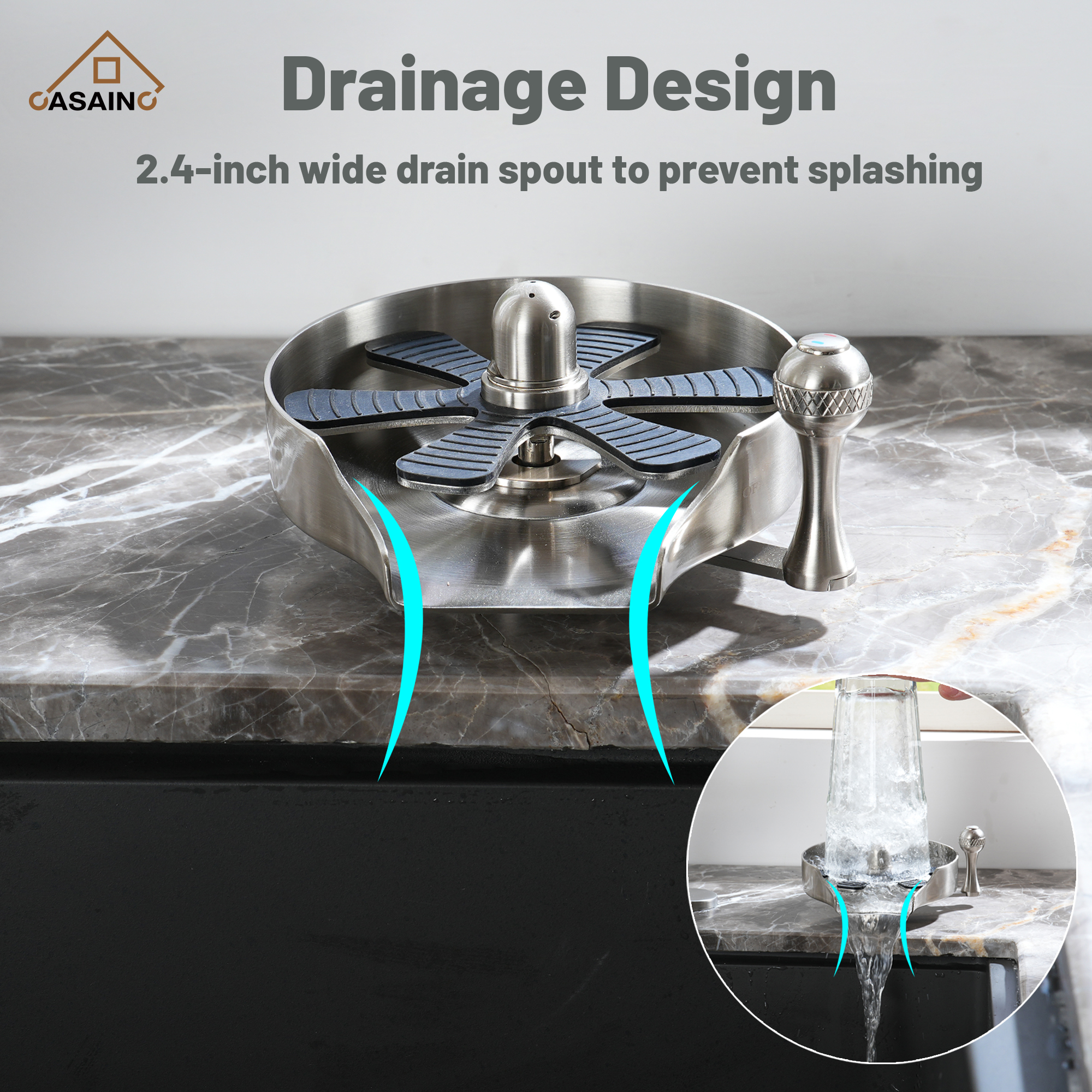 Glass Rinser Cup Washer Kitchen Faucet Top-Quality Automatic Cup Cleaning Cup Rinser With Hot and Cold Options High-pressure Water Jets