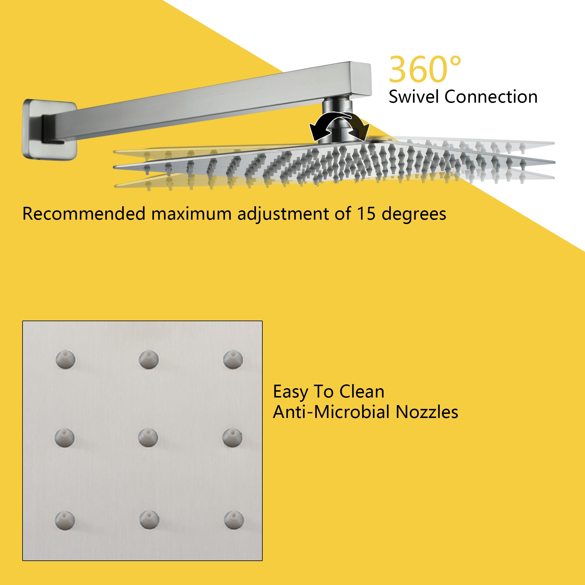 10in/12in Wall-Mount Rain Shower System with Handheld Shower