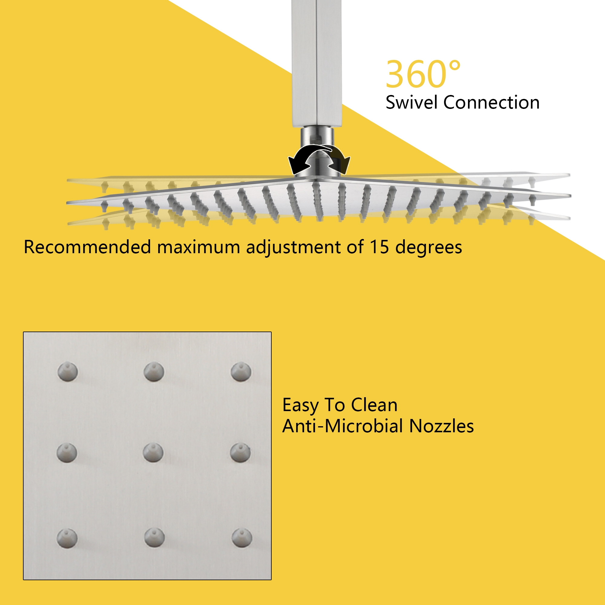 10-inch Ceiling-Mount 2-Function Shower System with Hand Shower
