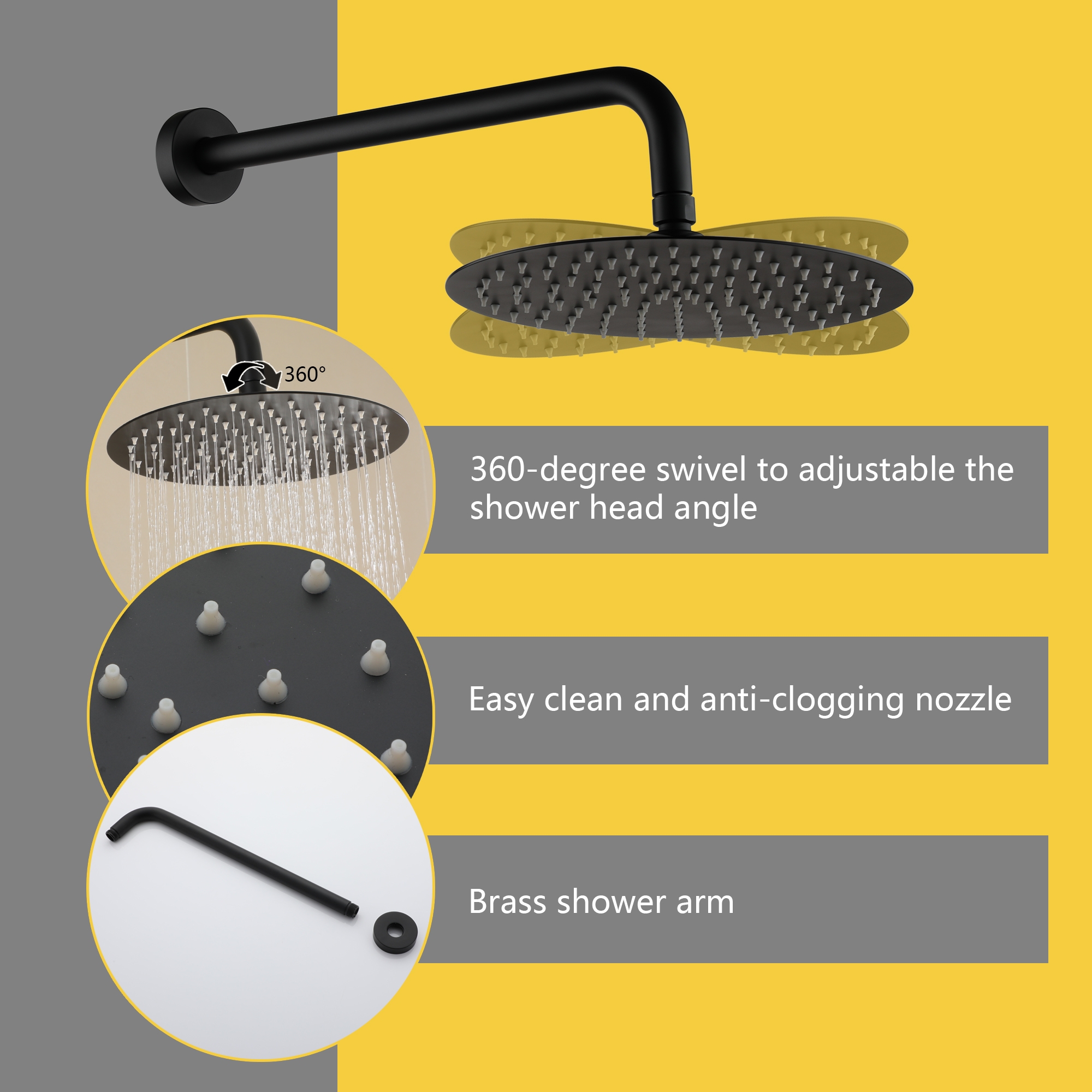 10-inch Wall-Mount Round Shower System with Hand Shower