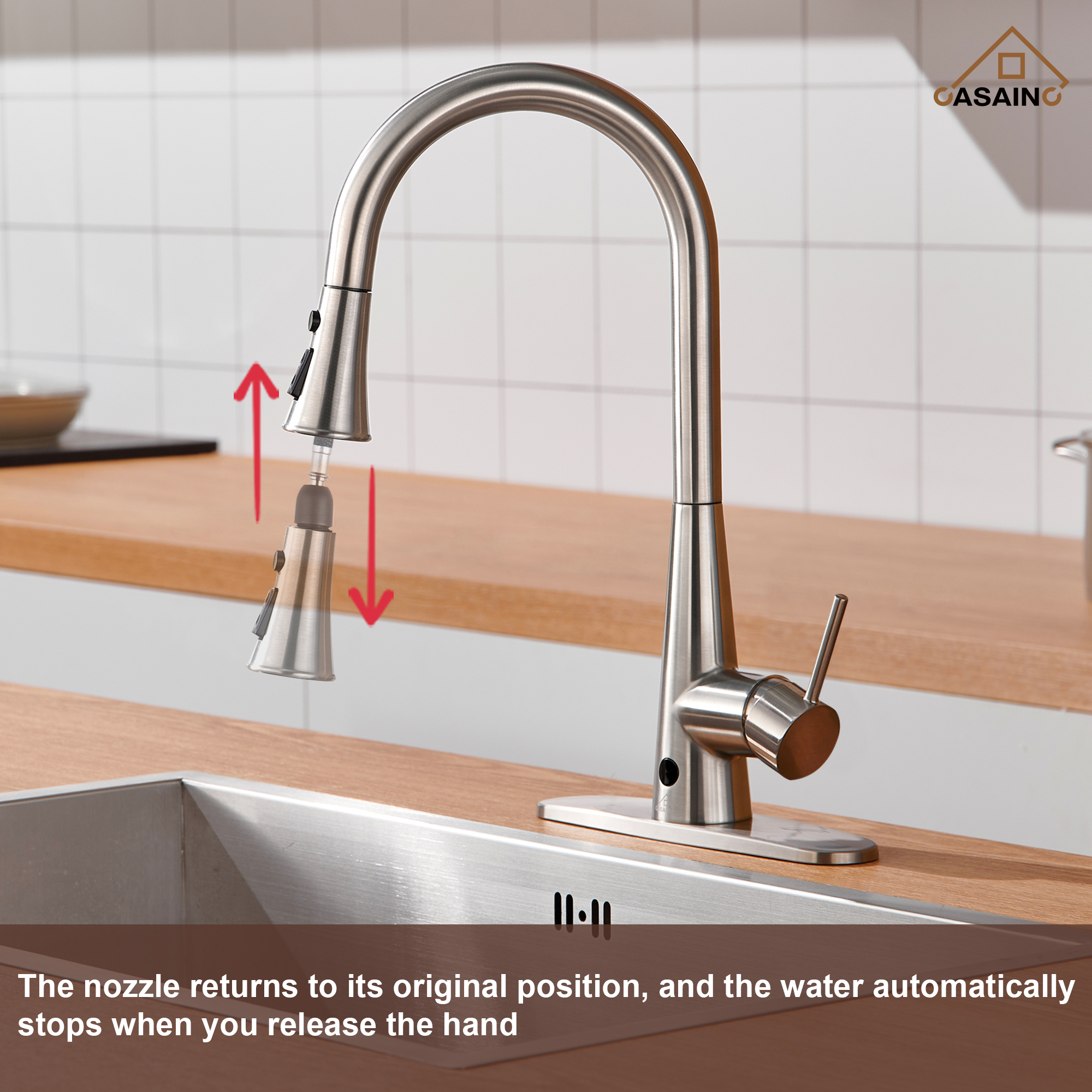 Single Handle Pull Down Sprayer Kitchen Faucet with Touchless Sensor,Dual Function