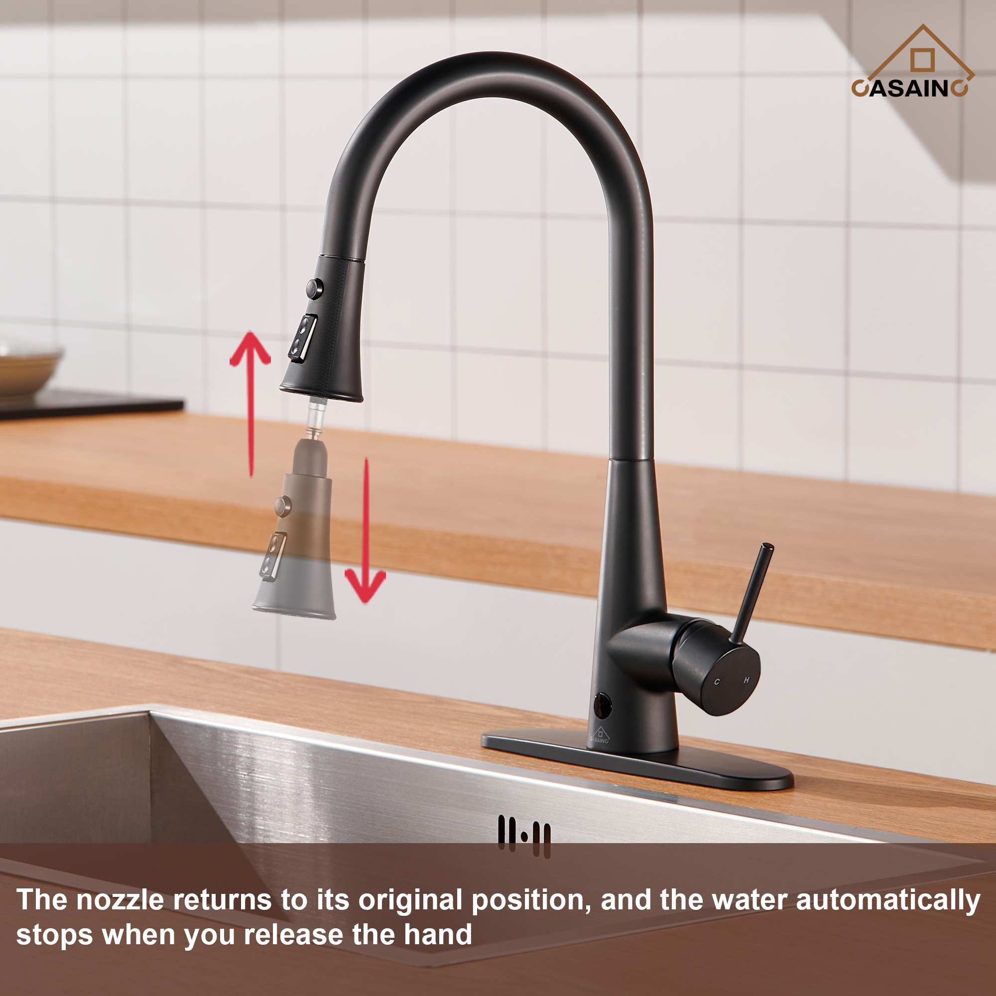 Single Handle Pull Down Sprayer Kitchen Faucet with Touchless Sensor,Dual Function