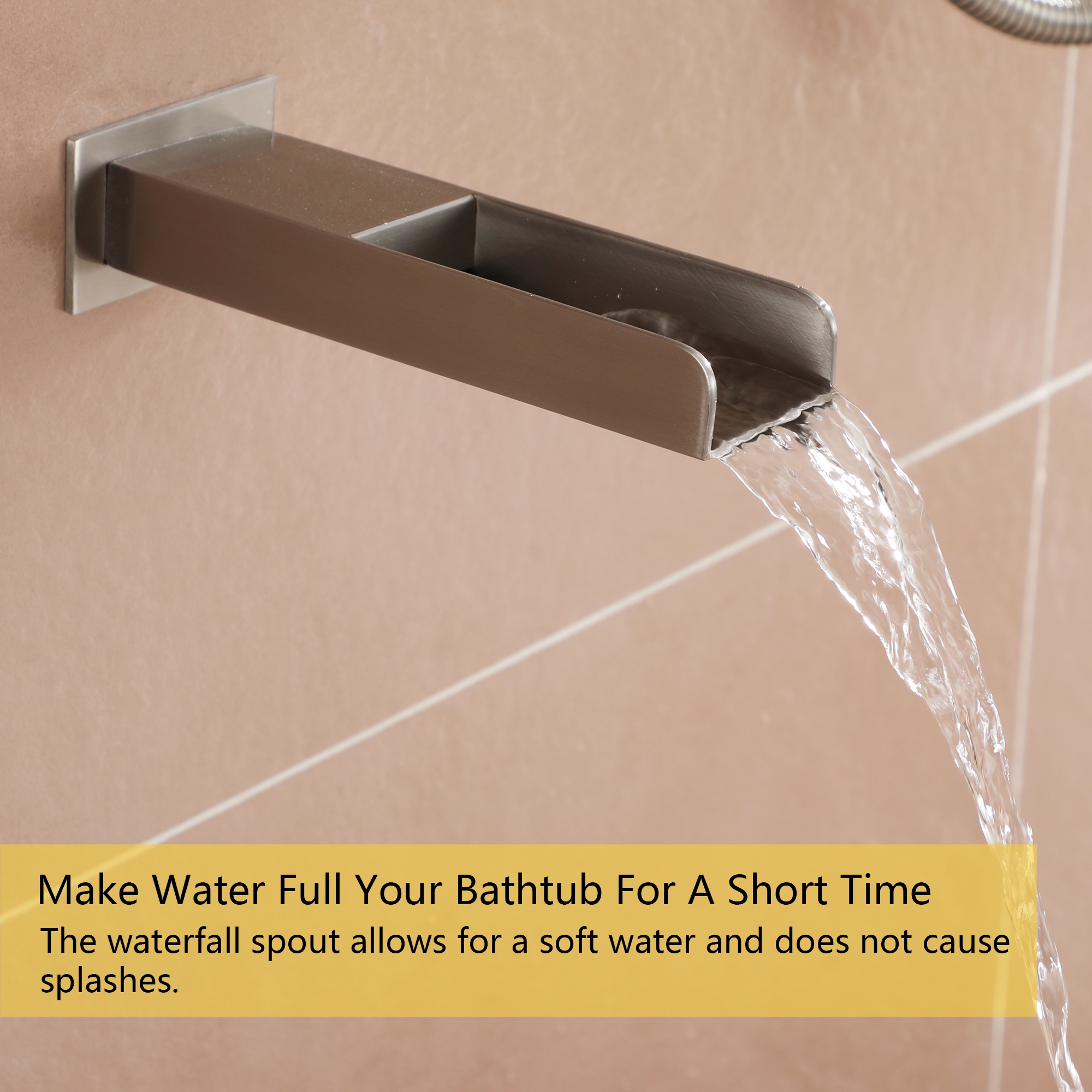 10-inch Ceiling-Mount 3-Function Shower System with Waterfall Tub Spout