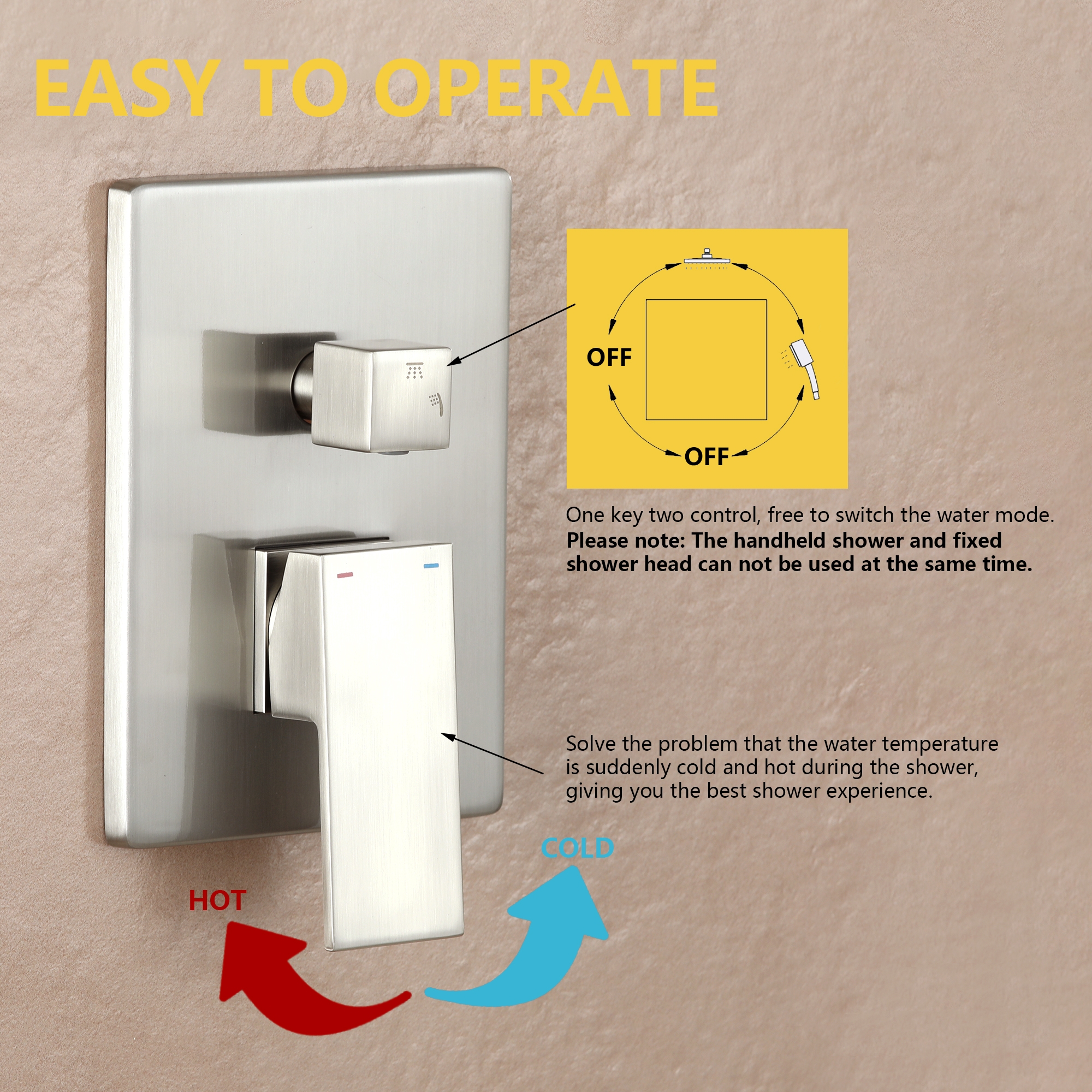 10in/12in Wall-Mount Rain Shower System with Handheld Shower