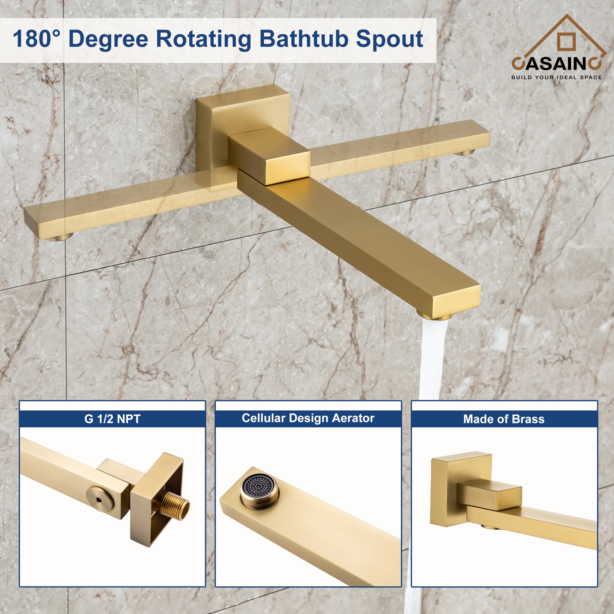 12" Shower System Square Top 3-Function Showerhead