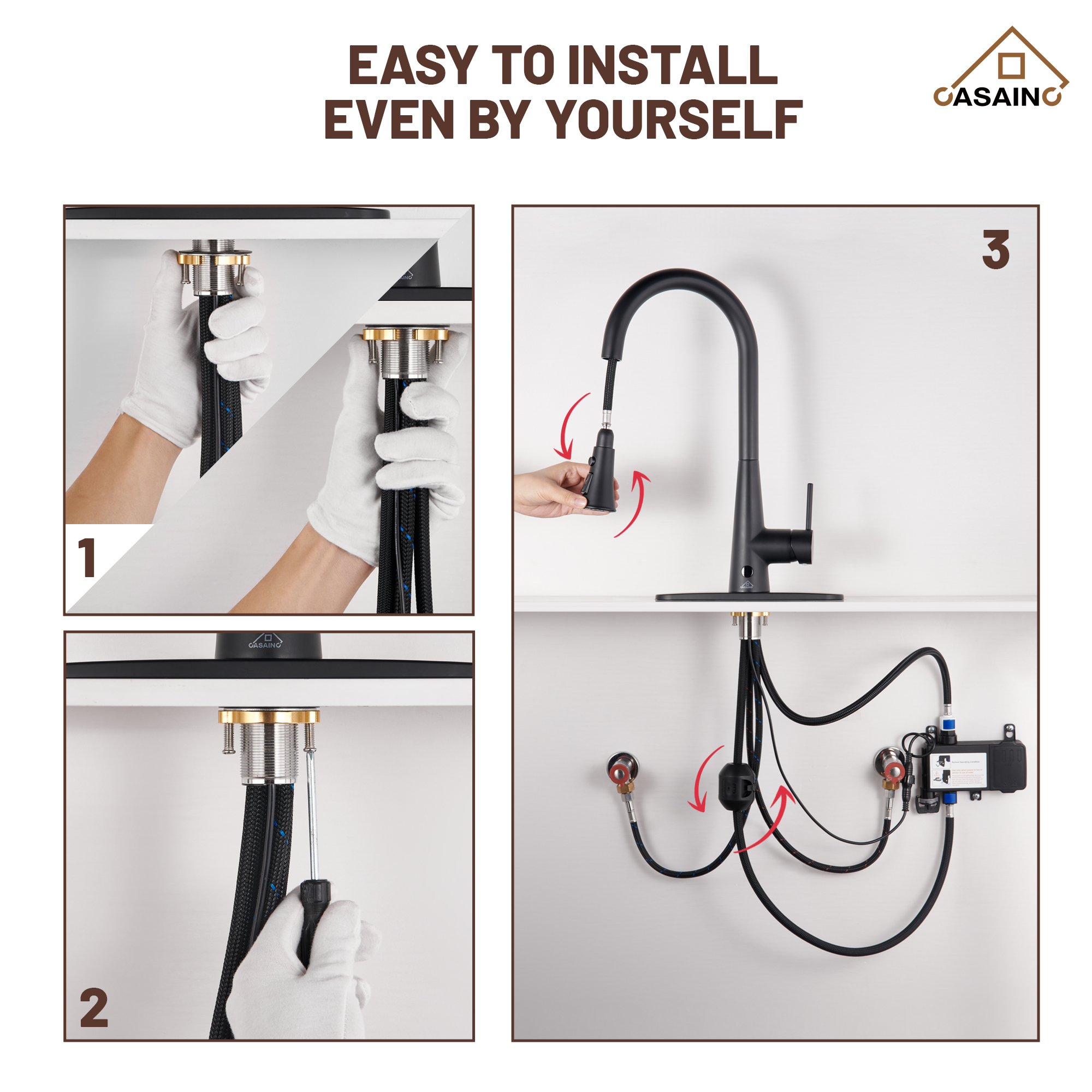 Single Handle Pull Down Sprayer Kitchen Faucet with Touchless Sensor,Dual Function