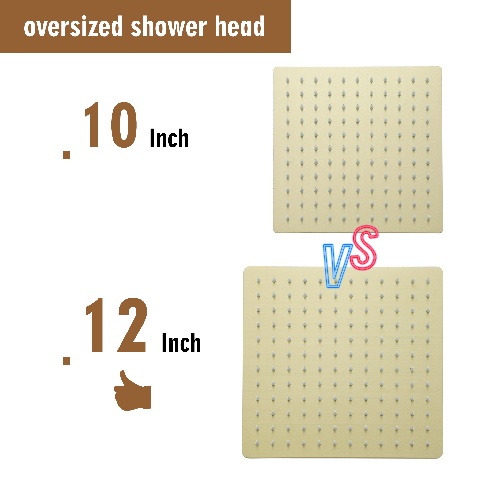 12" Shower System Square Top 3-Function Showerhead