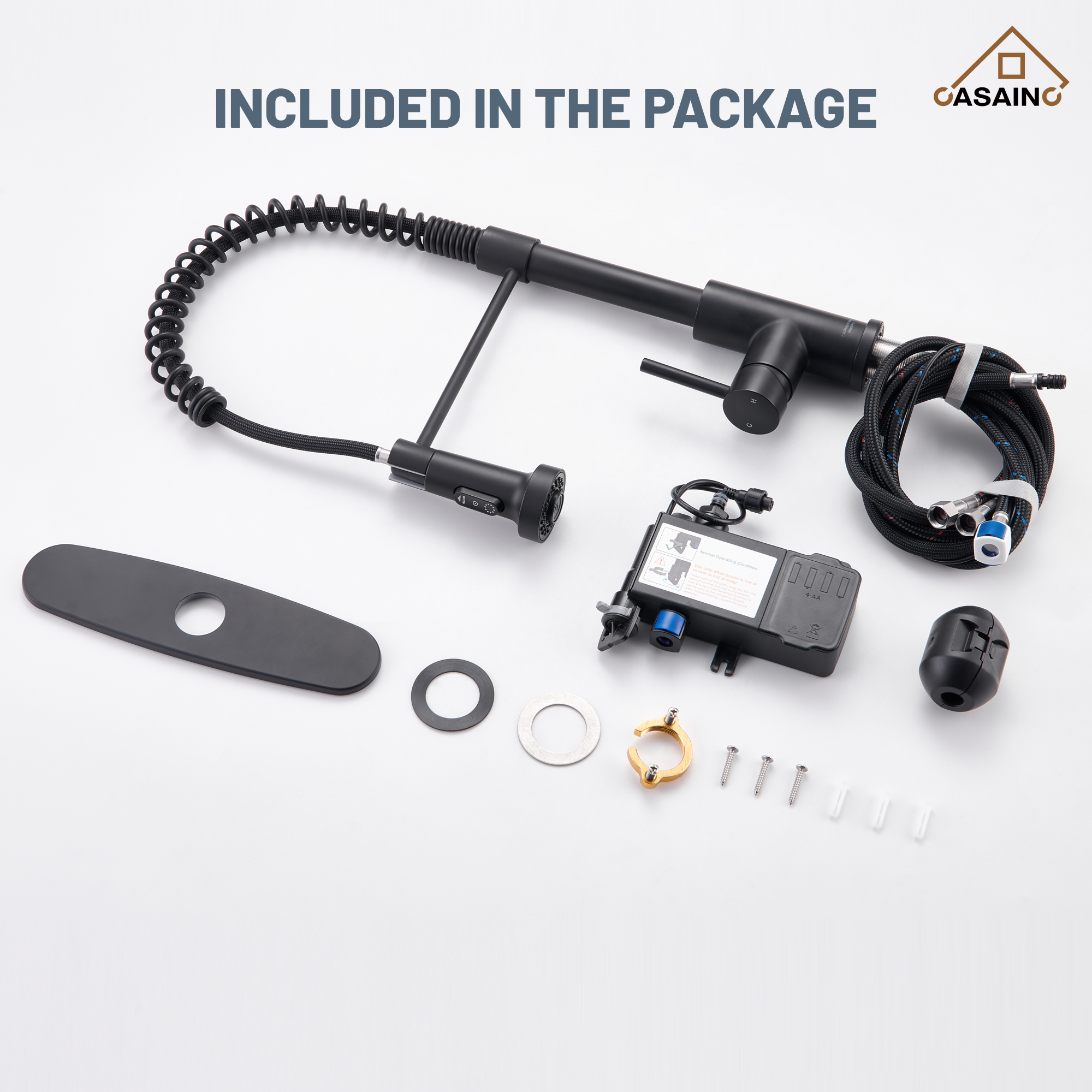 3-Mode Single Handle Pull-Down Sprayer Kitchen Faucet with Touchless Sensor and Includes Deckplate