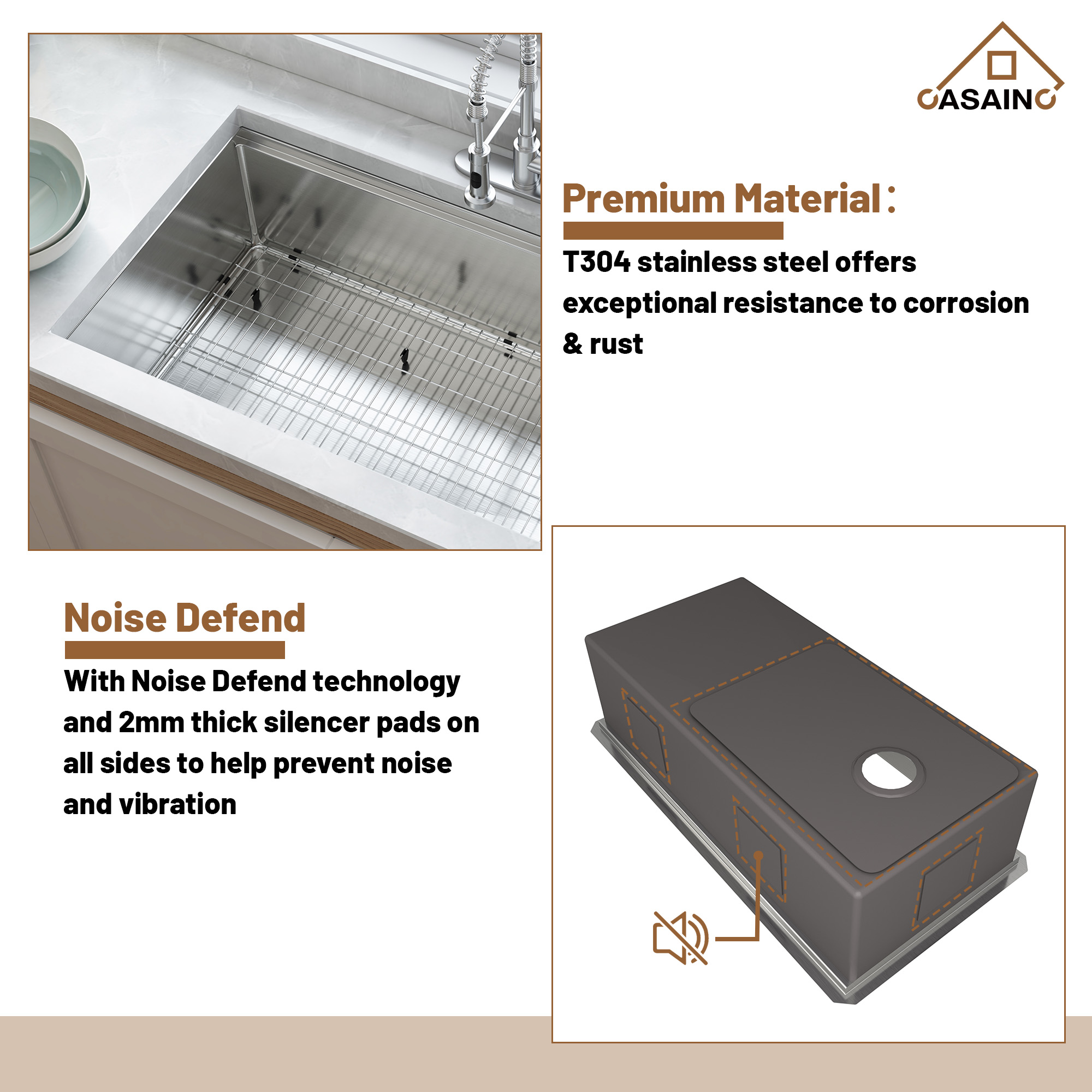 36 inch Workstation Undermount kitchen Sink Stainless Steel Sink 18 Gauge Single Bowl Kitchen Sinks Set