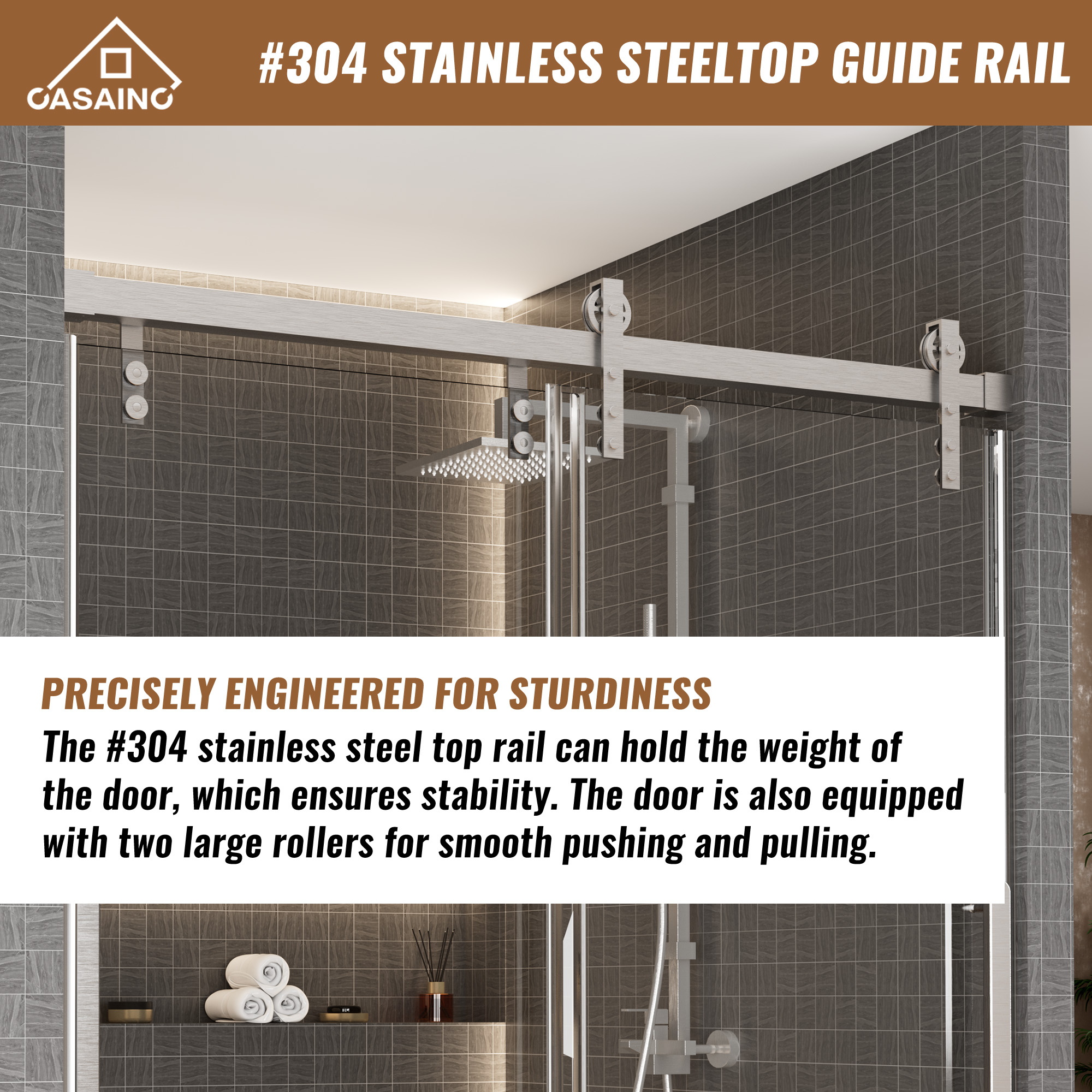 60 in. W x 76 in. H Frameless Shower Door in Matte Black with Tempered Glass