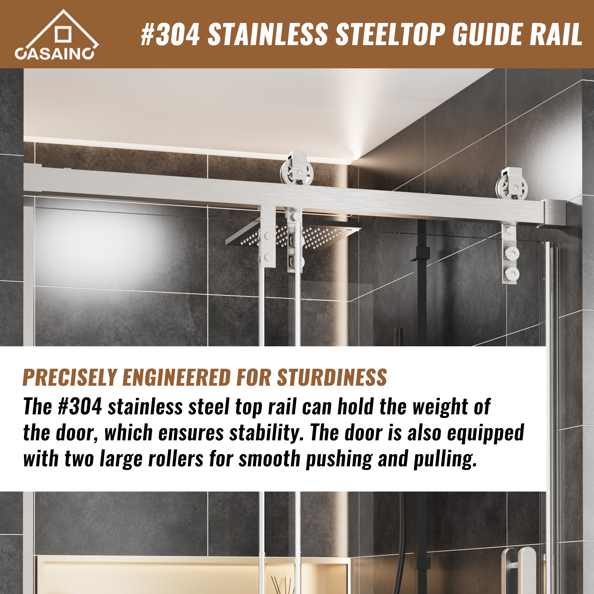 48.6  in. W x 76 in. H Framed Shower Door in Matte Black with Tempered Glass