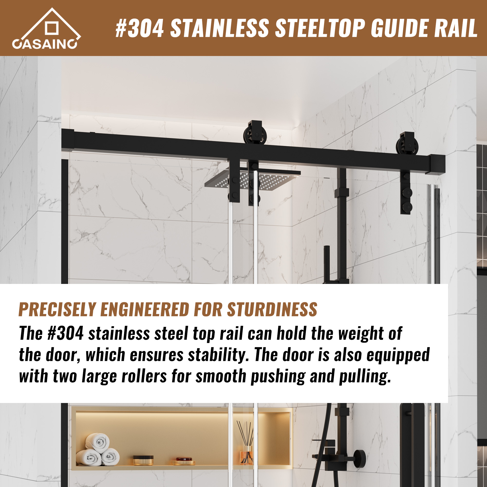 48.6  in. W x 76 in. H Framed Shower Door in Matte Black with Tempered Glass