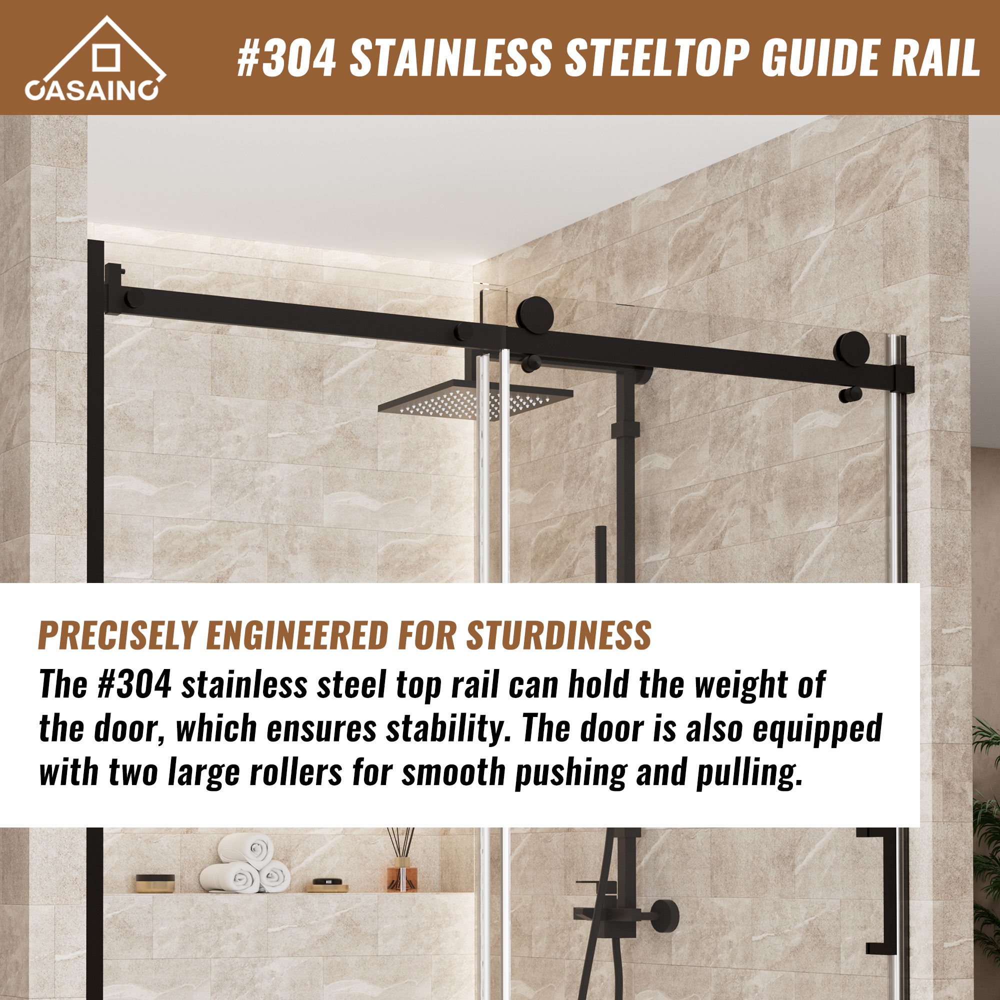 60 in. W x 76 in. H Framed Shower Door in Matte Black with Tempered Glass