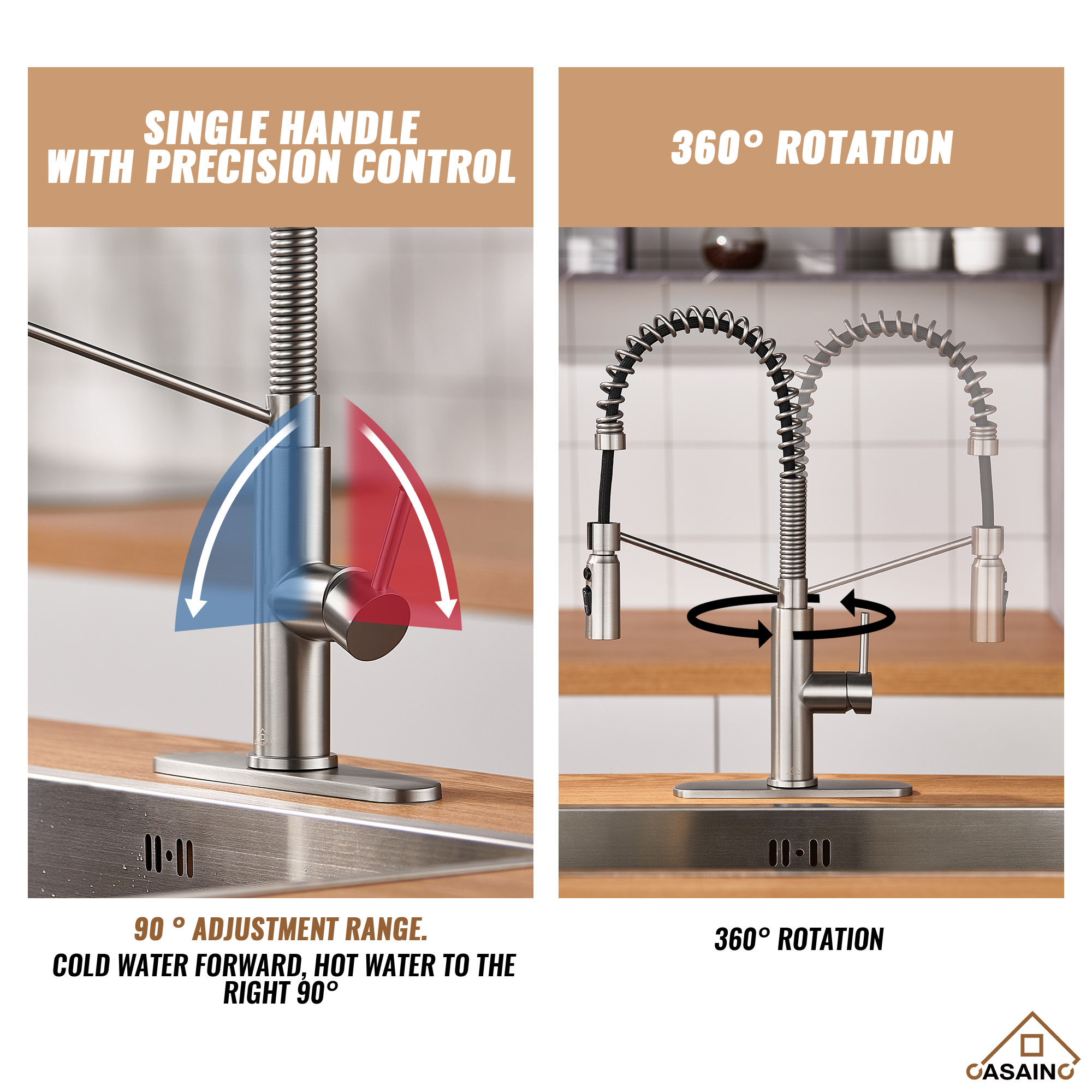 Commercial Style Pull-Down Single Handle 19" Kitchen Faucet