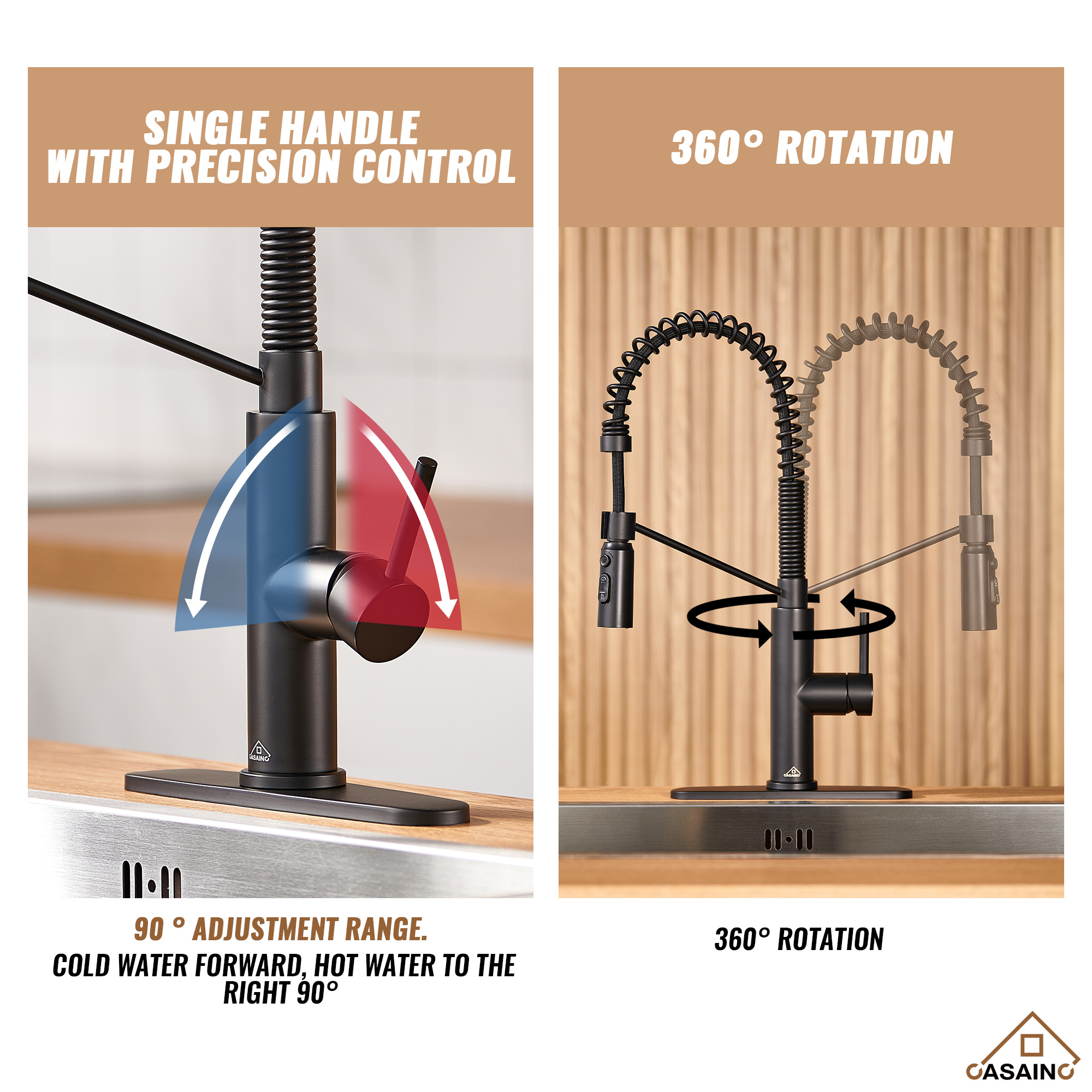 Commercial Style Pull-Down Single Handle 19" Kitchen Faucet