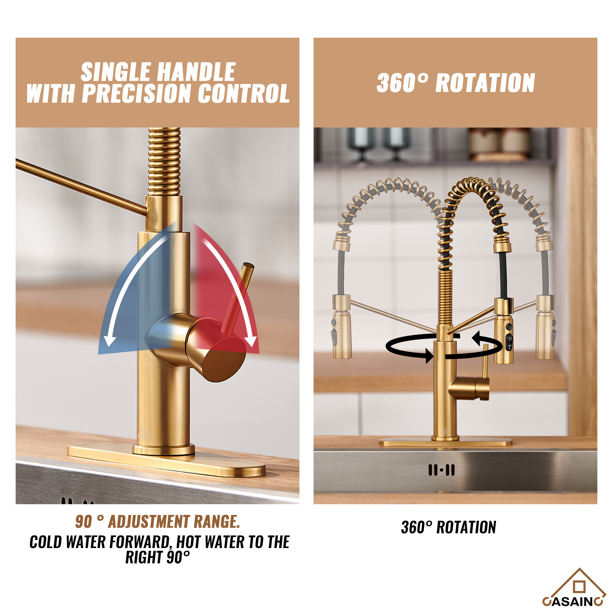 Commercial Style Pull-Down Single Handle 19" Kitchen Faucet